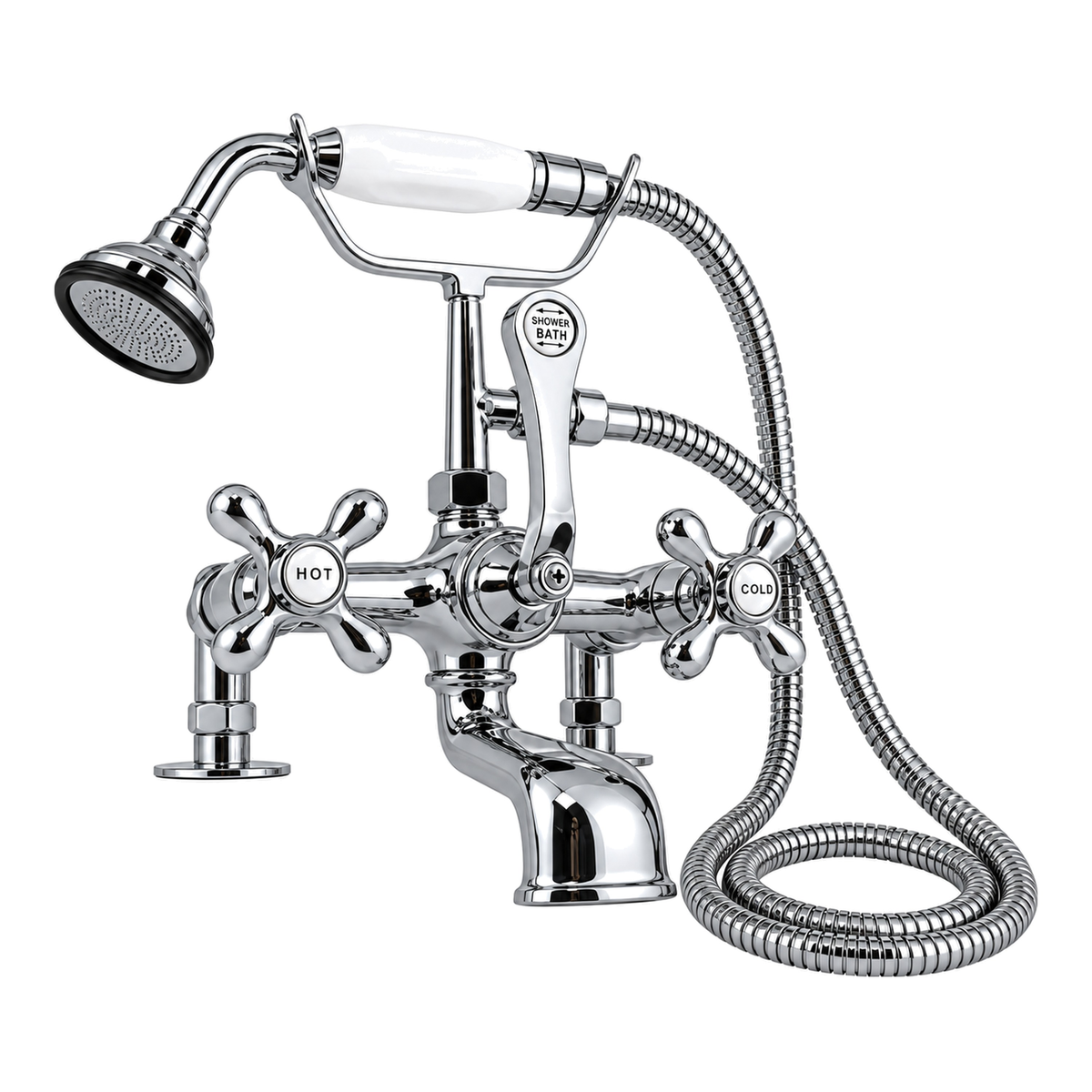 British Telephone Deck Mount Tub Faucet P0341 in Chrome