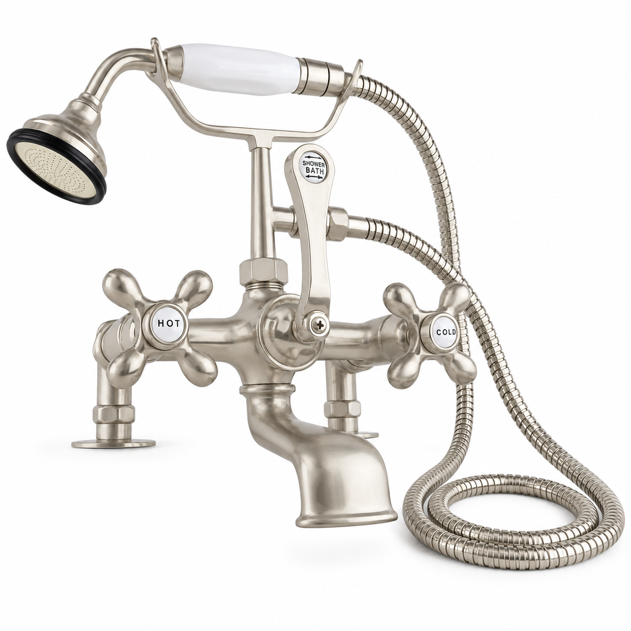 British Telephone Deck Mount Tub Faucet P0341 | Strom Living Matte Nickel - Tub Fillers
