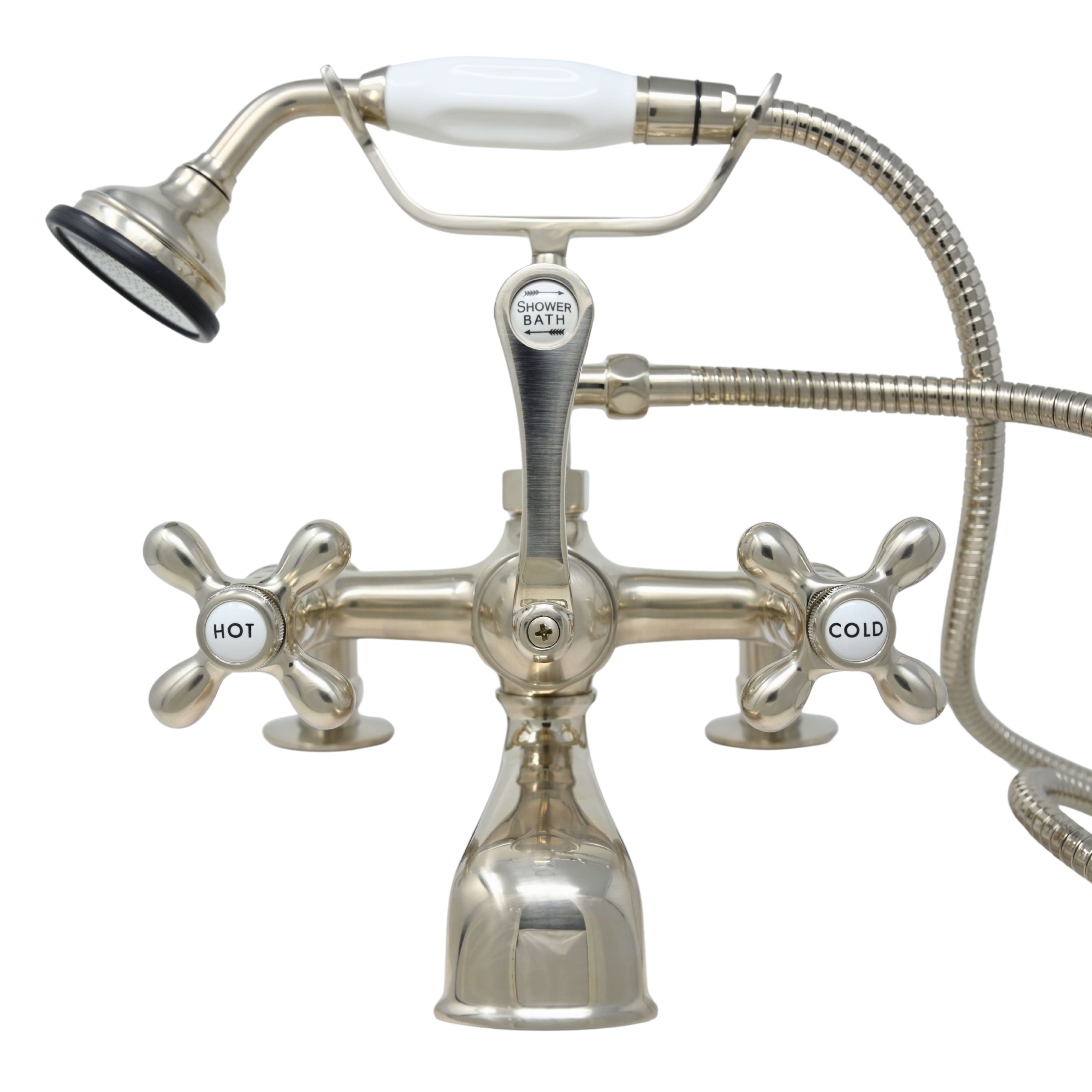 British Telephone Deck Mount Tub Faucet P0341 | Strom Living Matte Nickel - Tub Fillers