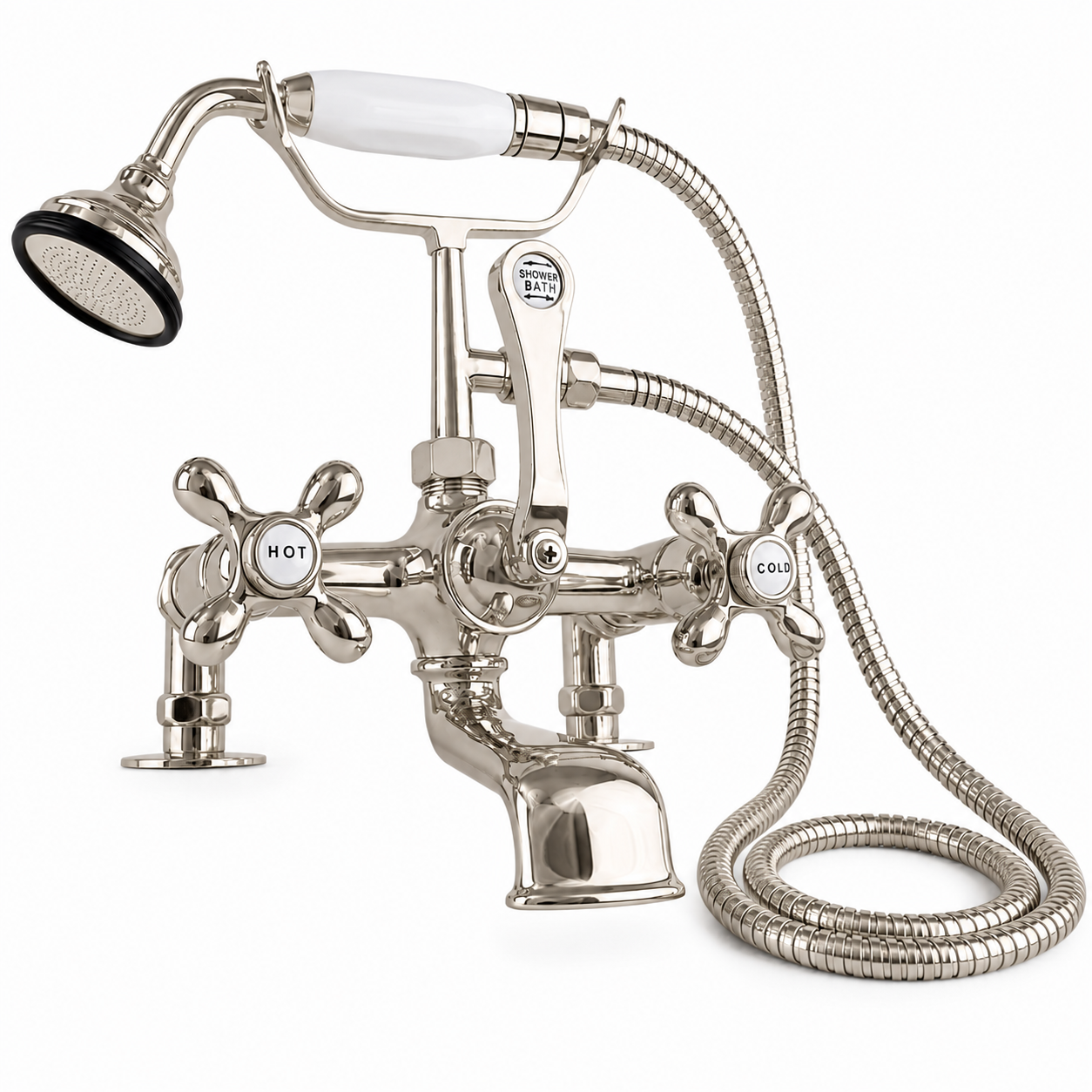 British Telephone Deck Mount Tub Faucet P0341 | Strom Living Polished Nickel - Tub Fillers