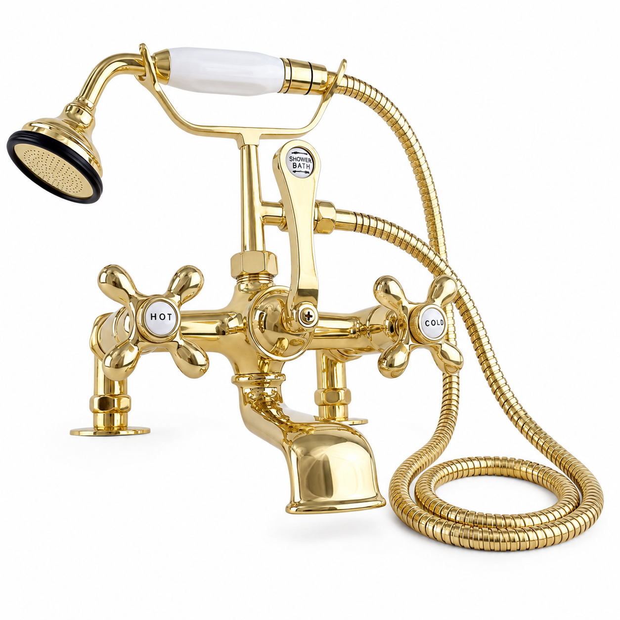 British Telephone Deck Mount Tub Faucet P0341 | Strom Living Polished Brass - Tub Fillers