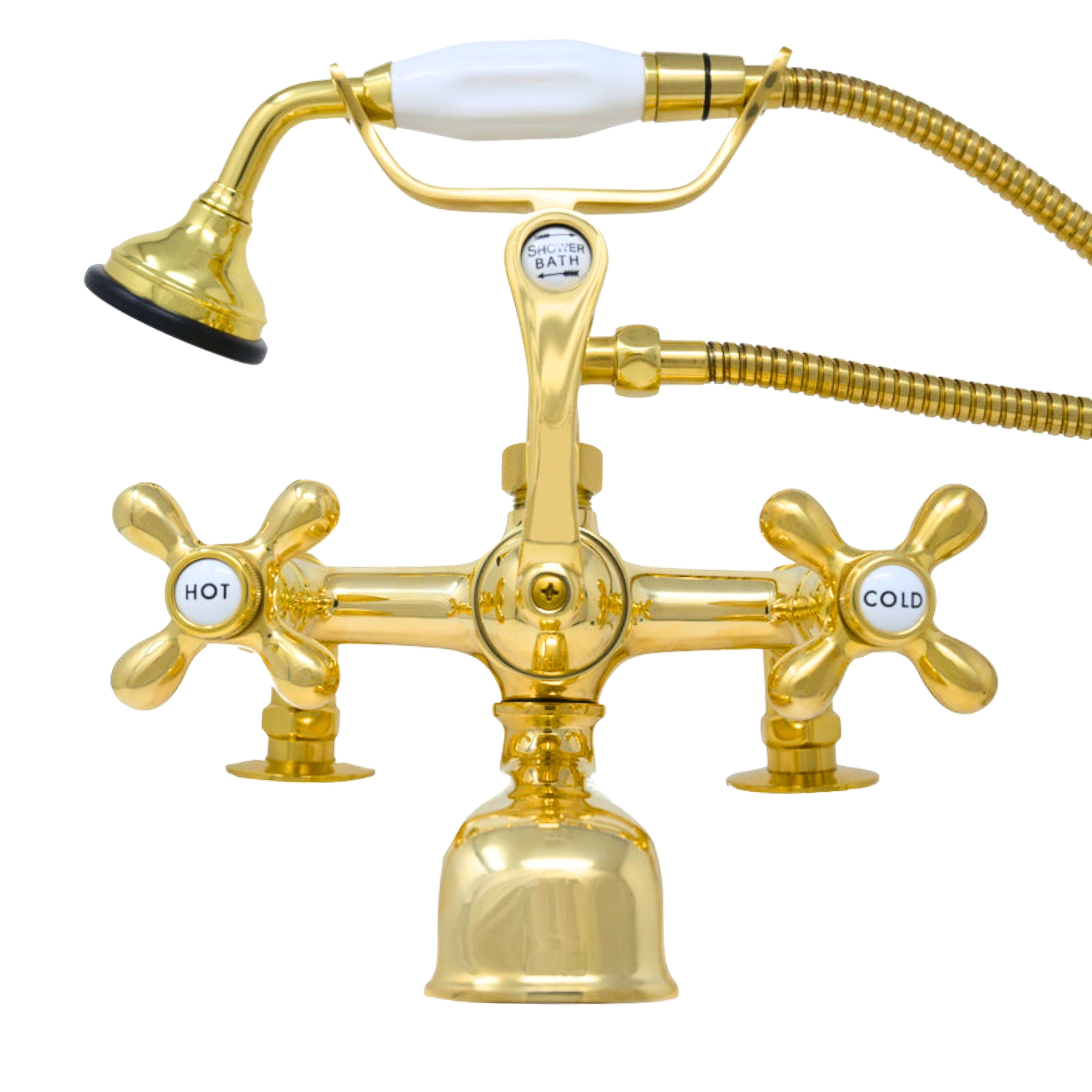 British Telephone Deck Mount Tub Faucet P0341 | Strom Living Polished Brass - Tub Fillers