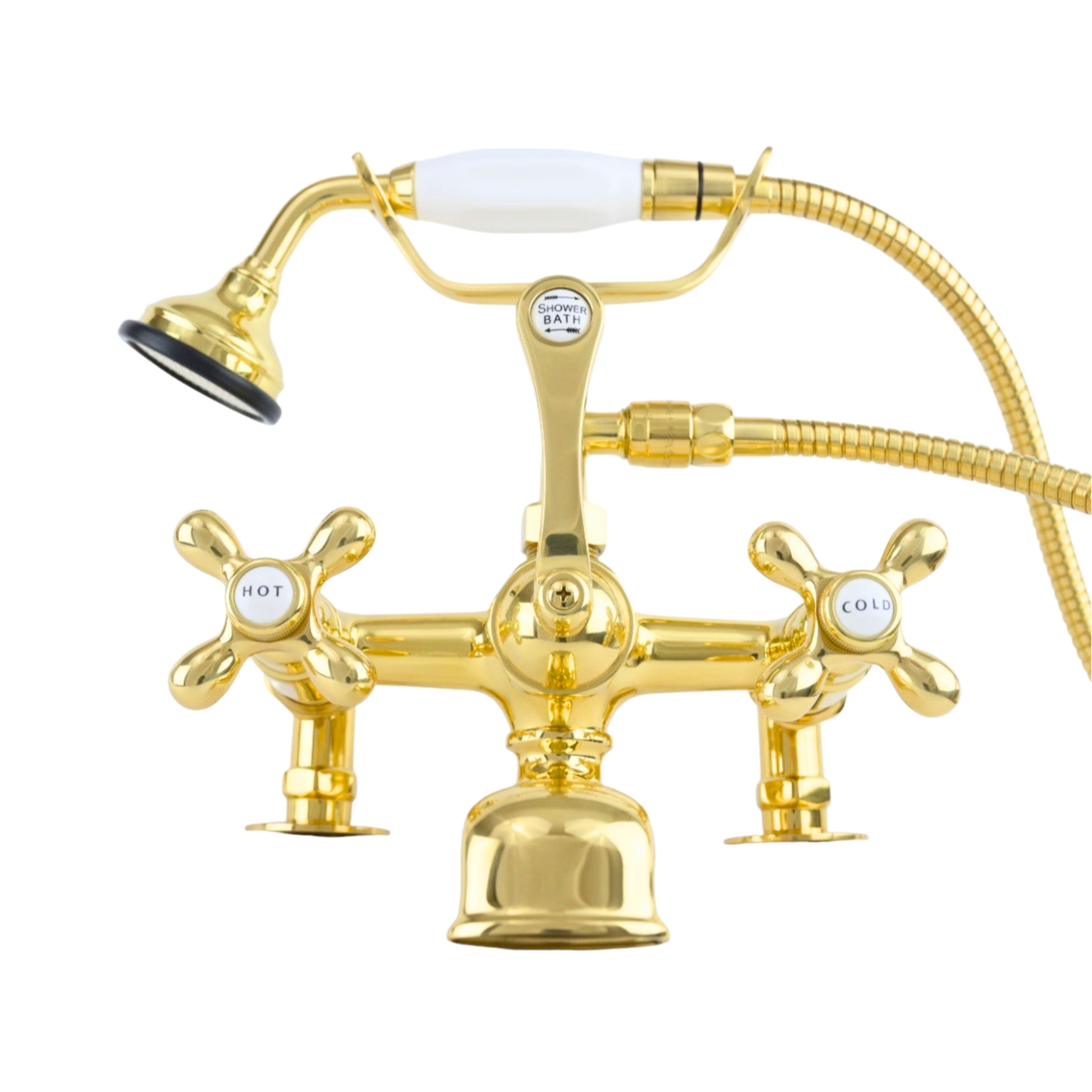British Telephone Deck Mount Tub Faucet P0341 | Strom Living Supercoat Brass - Tub Fillers