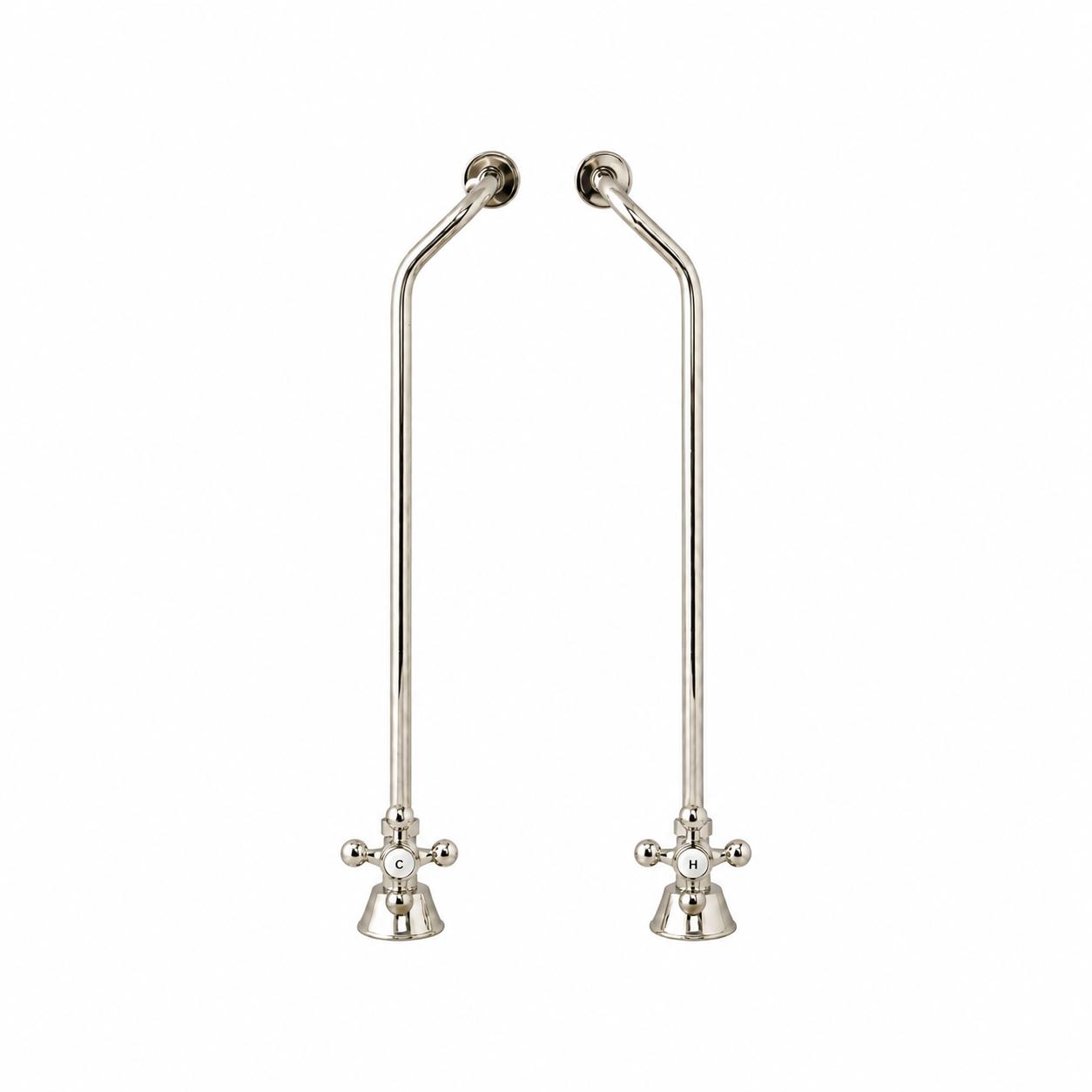 Strom Living Tub Supply Set with Double Offset Tubing Polished Nickel Cross-Point Handles - Plumbing Parts