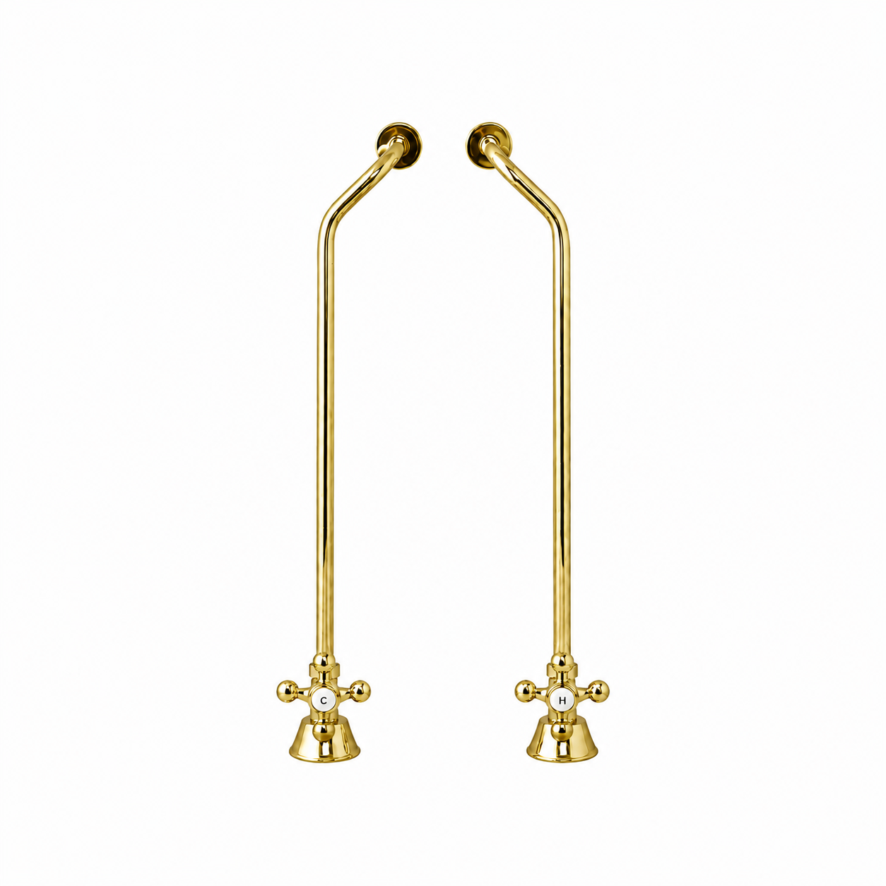 Strom Living Tub Supply Set with Double Offset Tubing Supercoat Bass Cross-Point Handles - Plumbing Parts