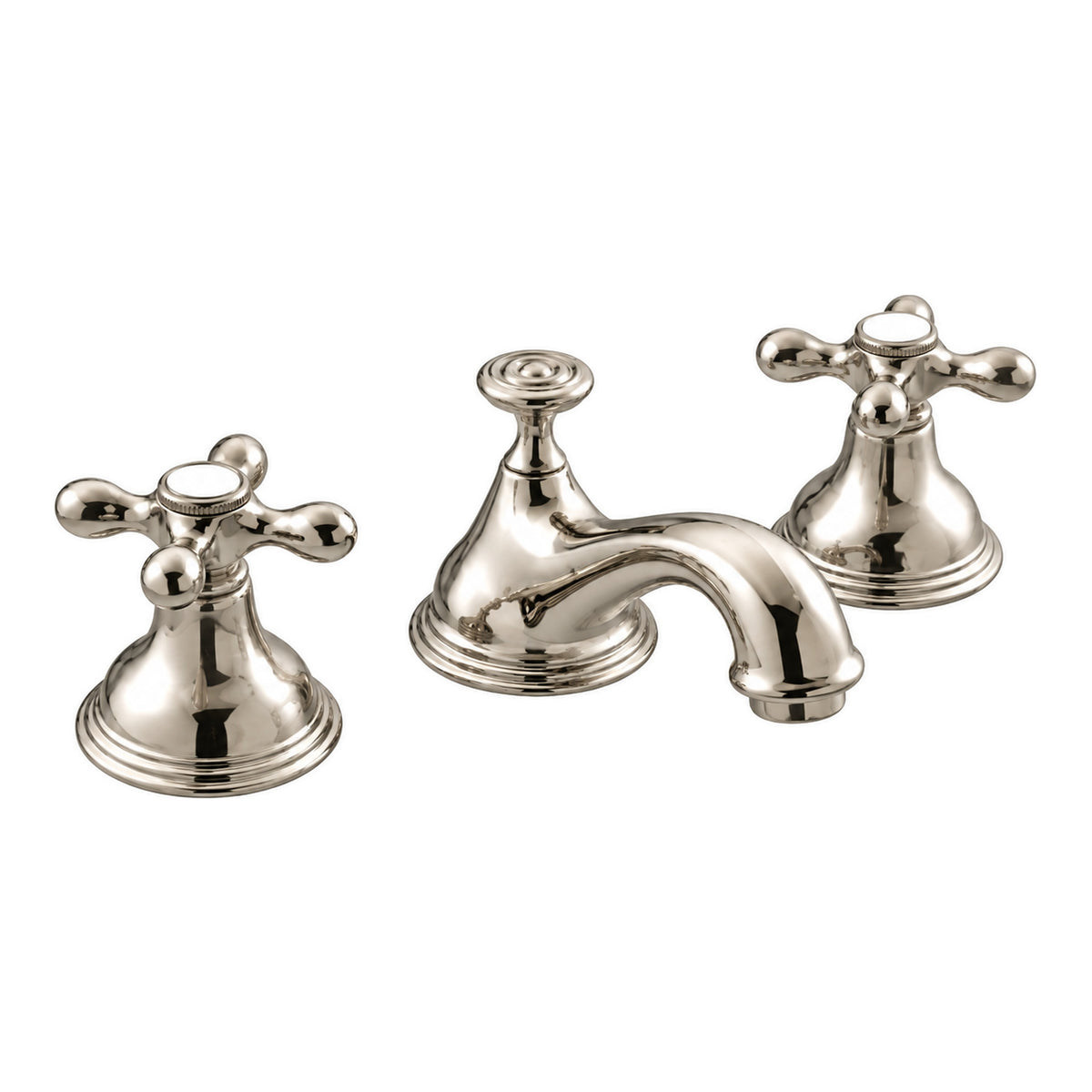 St. Lawrence Widespread Lavatory Faucet Cross P0345 in Polished Nickel