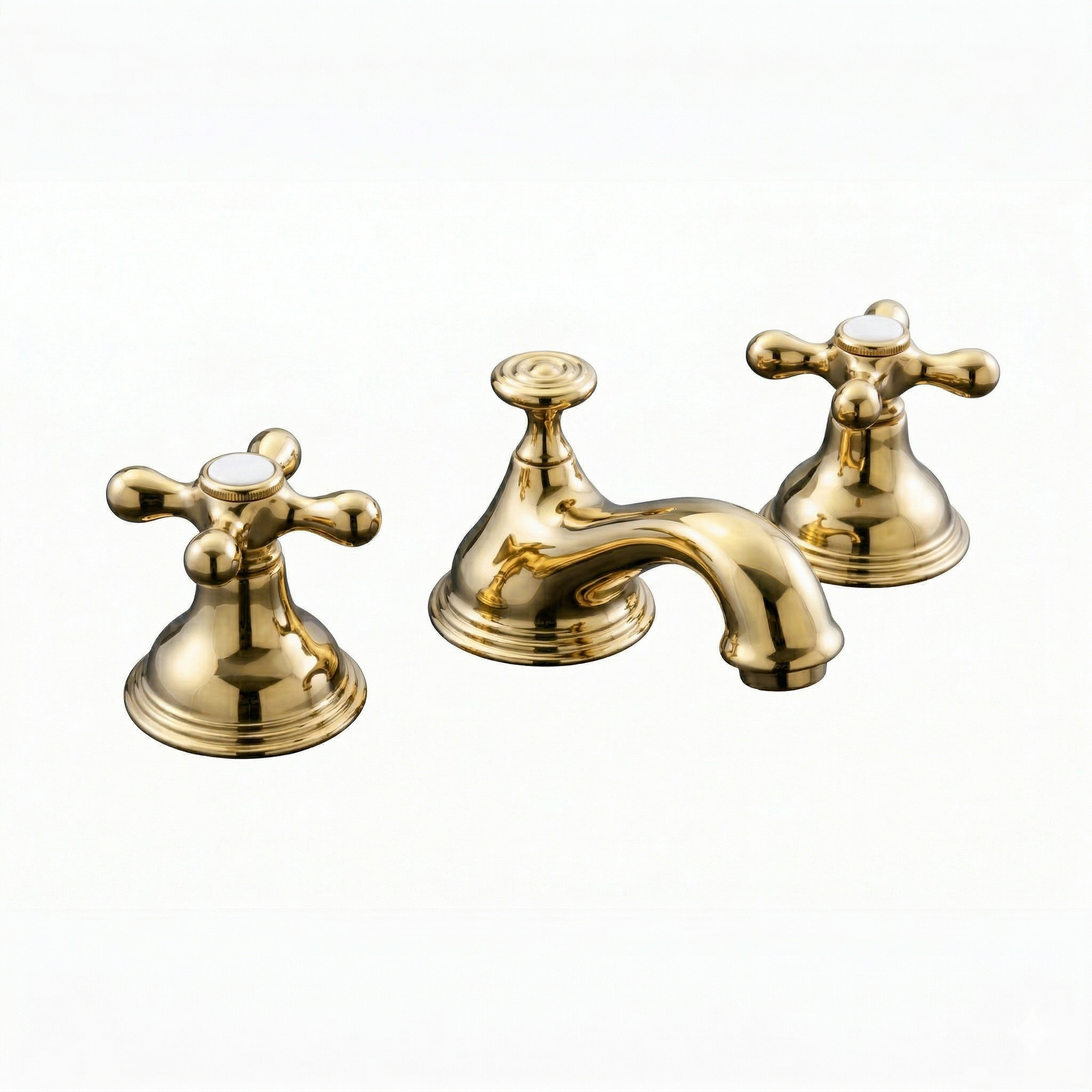St. Lawrence Widespread Lavatory Faucet Cross P0345 | Strom Living Polished Brass - Bathroom Faucets