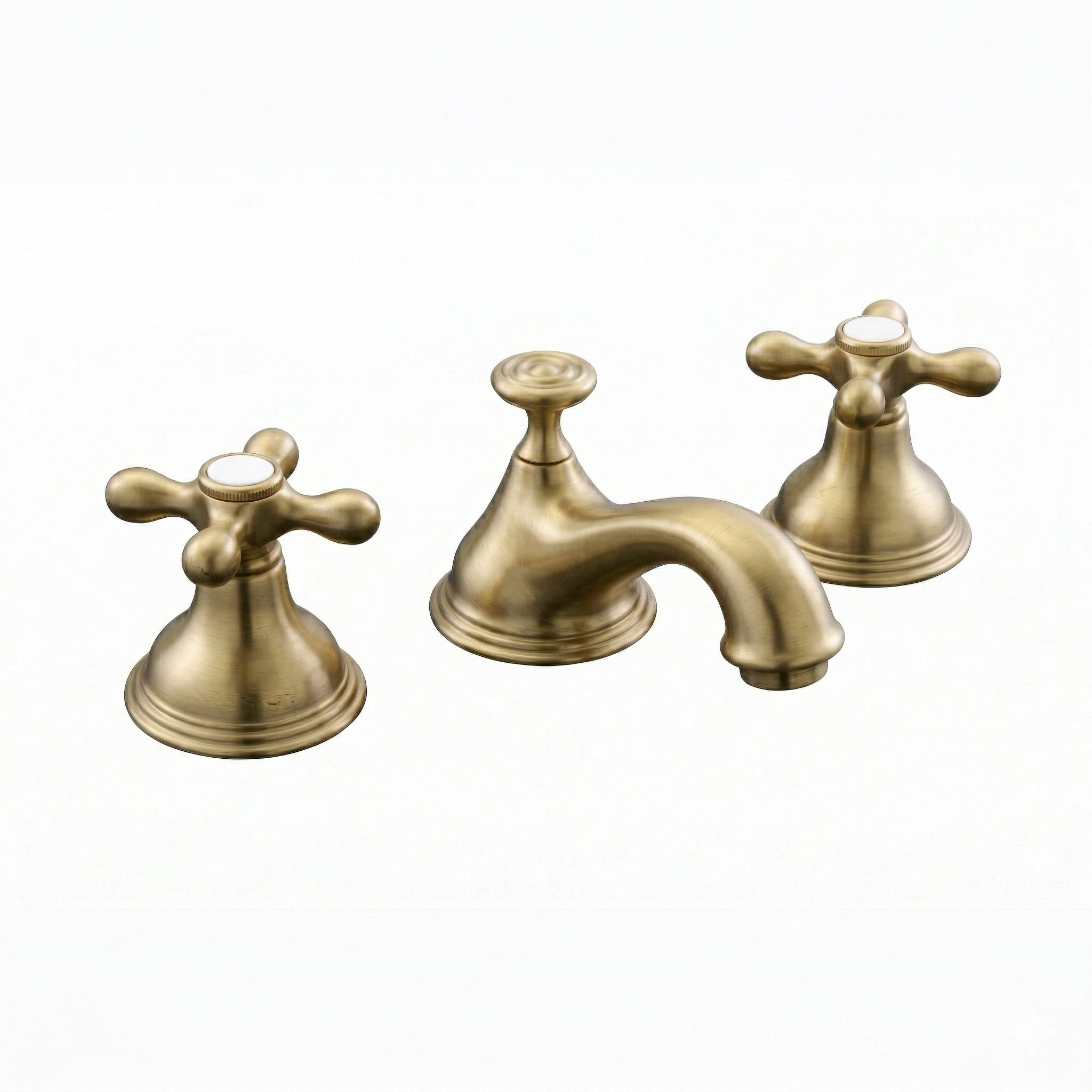 St. Lawrence Widespread Lavatory Faucet Cross P0345 | Strom Living Satin Brass - Bathroom Faucets