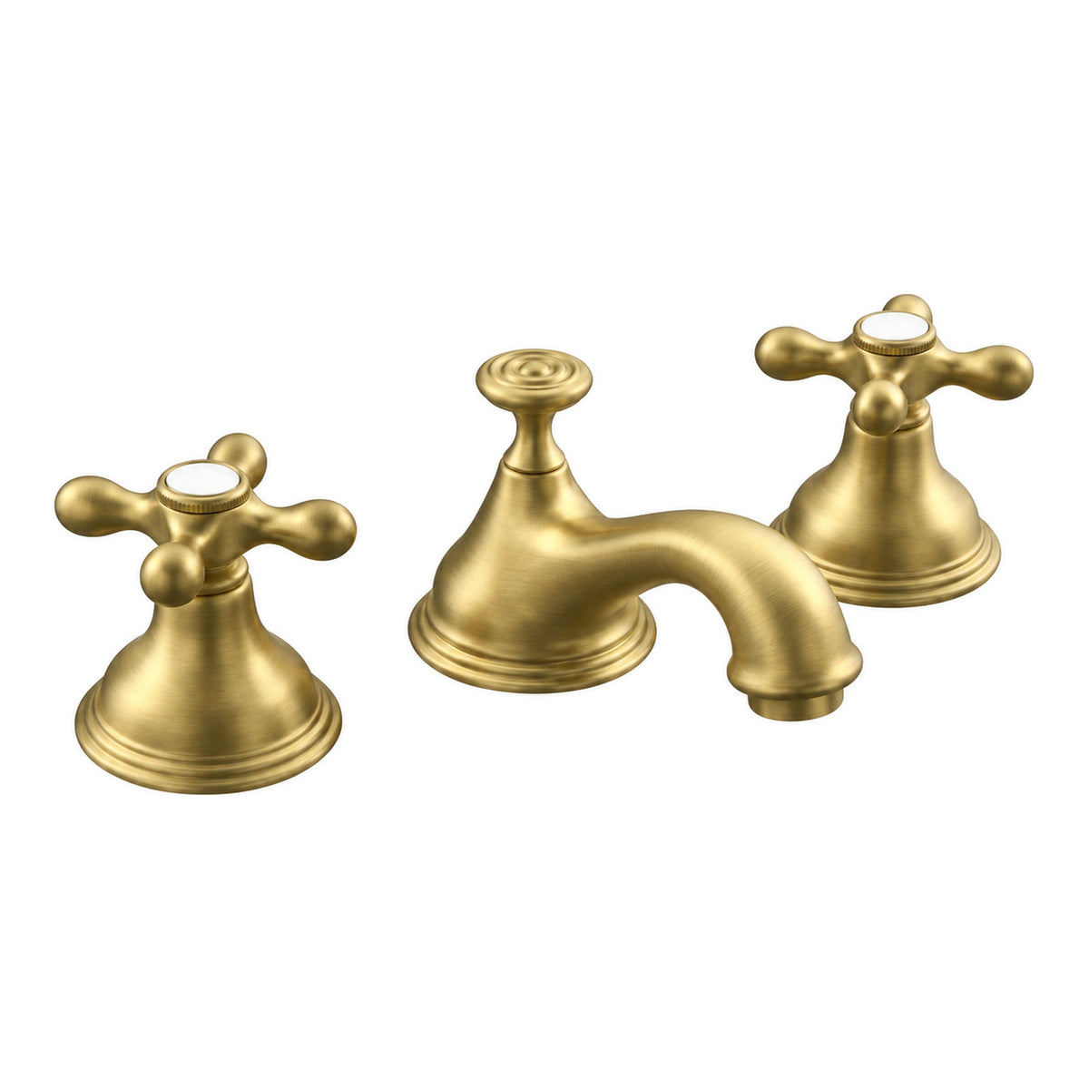 St. Lawrence Widespread Lavatory Faucet Cross P0345 in Satin Brass