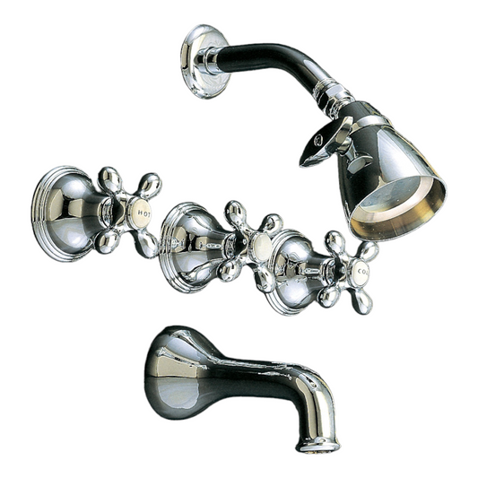 Strom Living St. Lawrence Wall Shower Set With Cross Handle, 9" Centers and Spout