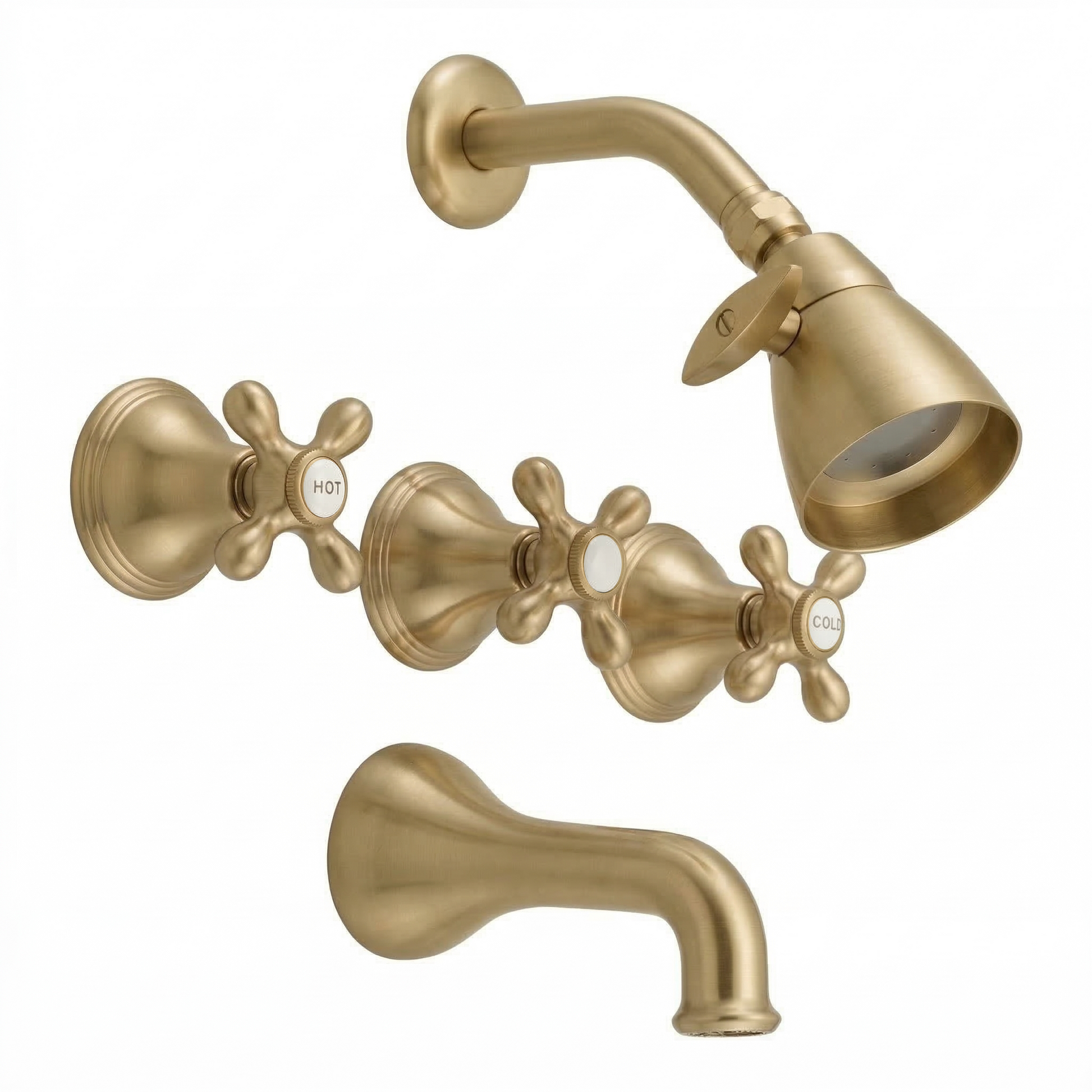 St. Lawrence In-Wall Tub & Shower Set P0352 | Strom Living Raw Brass - Showers