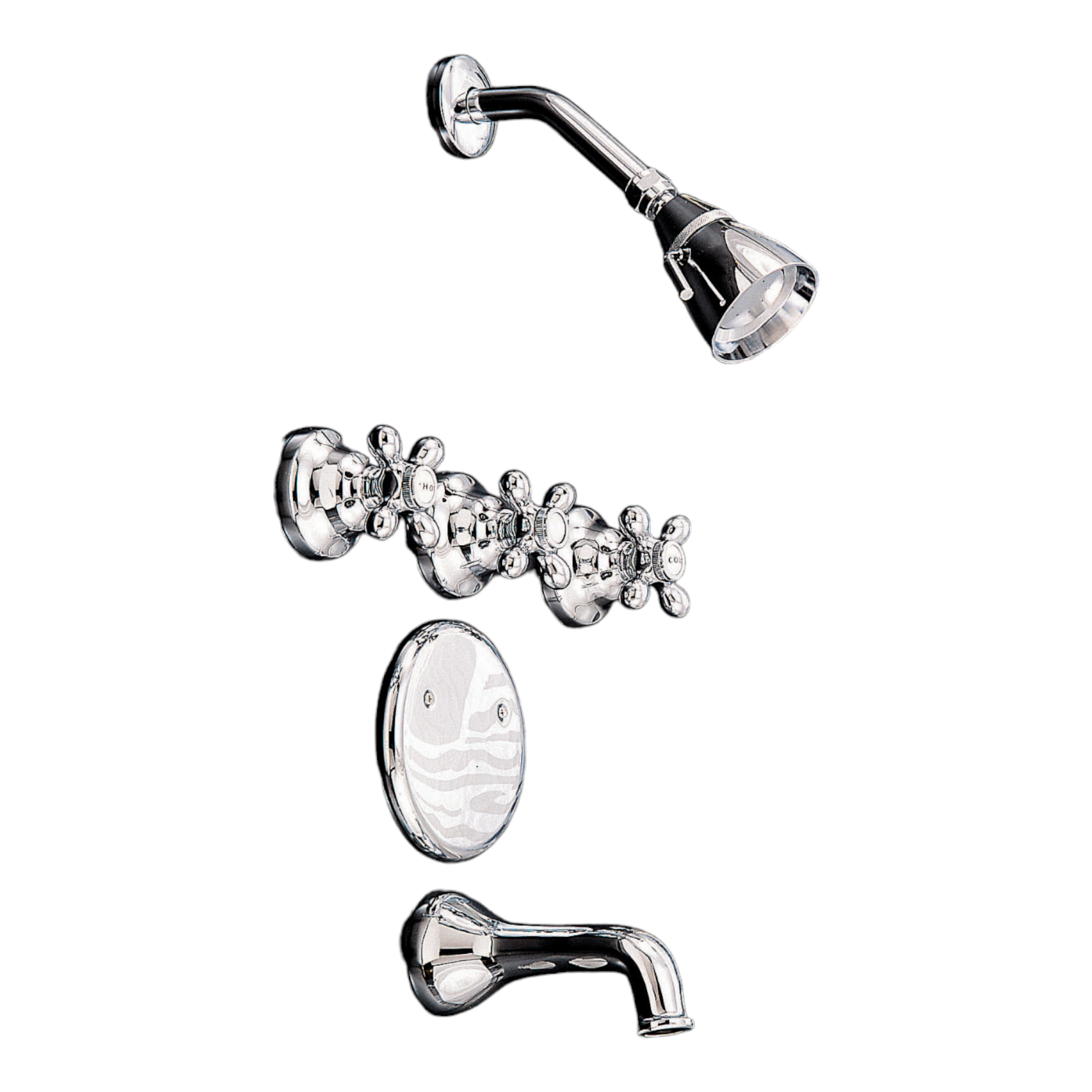 Strom Living Sacramento Rhine Tub & Wall Shower Set With Cross Handle /9" Centers and Spout