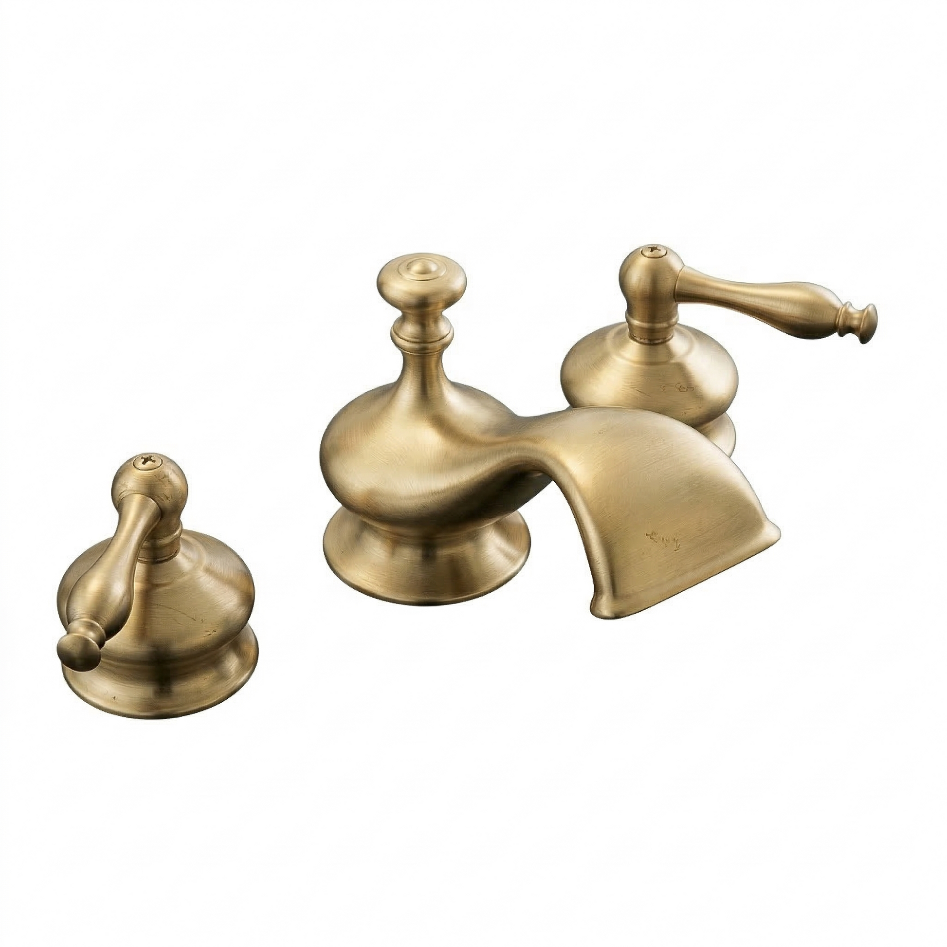 Thames Widespread Lav Faucet w/ Pop-Up Drain P0378 | Strom Living Satin Brass - Bathroom Faucets