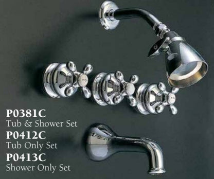Strom Living Thames Wall Shower Set With Cross Handle, 9" Centers and 2.5" Shower Nipple