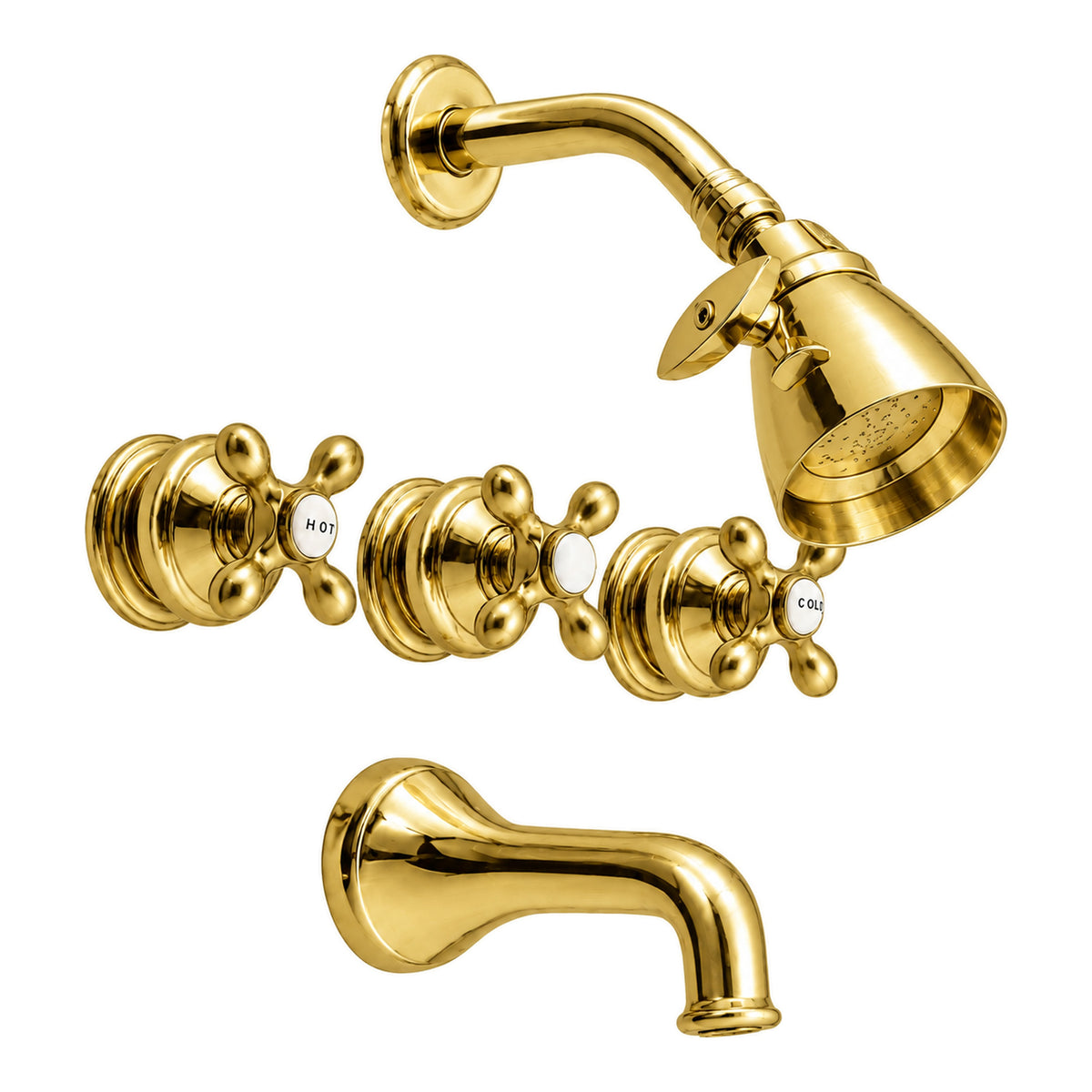 Thames In-Wall Tub & Shower Set P0381 in Supercoat Brass / Polished Brass