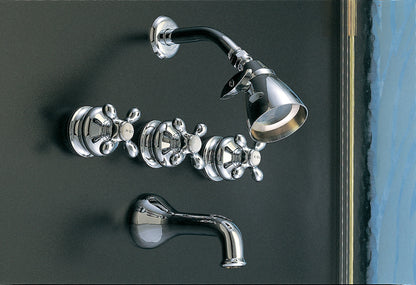 Strom Living Thames Wall Shower Set With Cross Handle, 9" Centers and 2.5" Shower Nipple