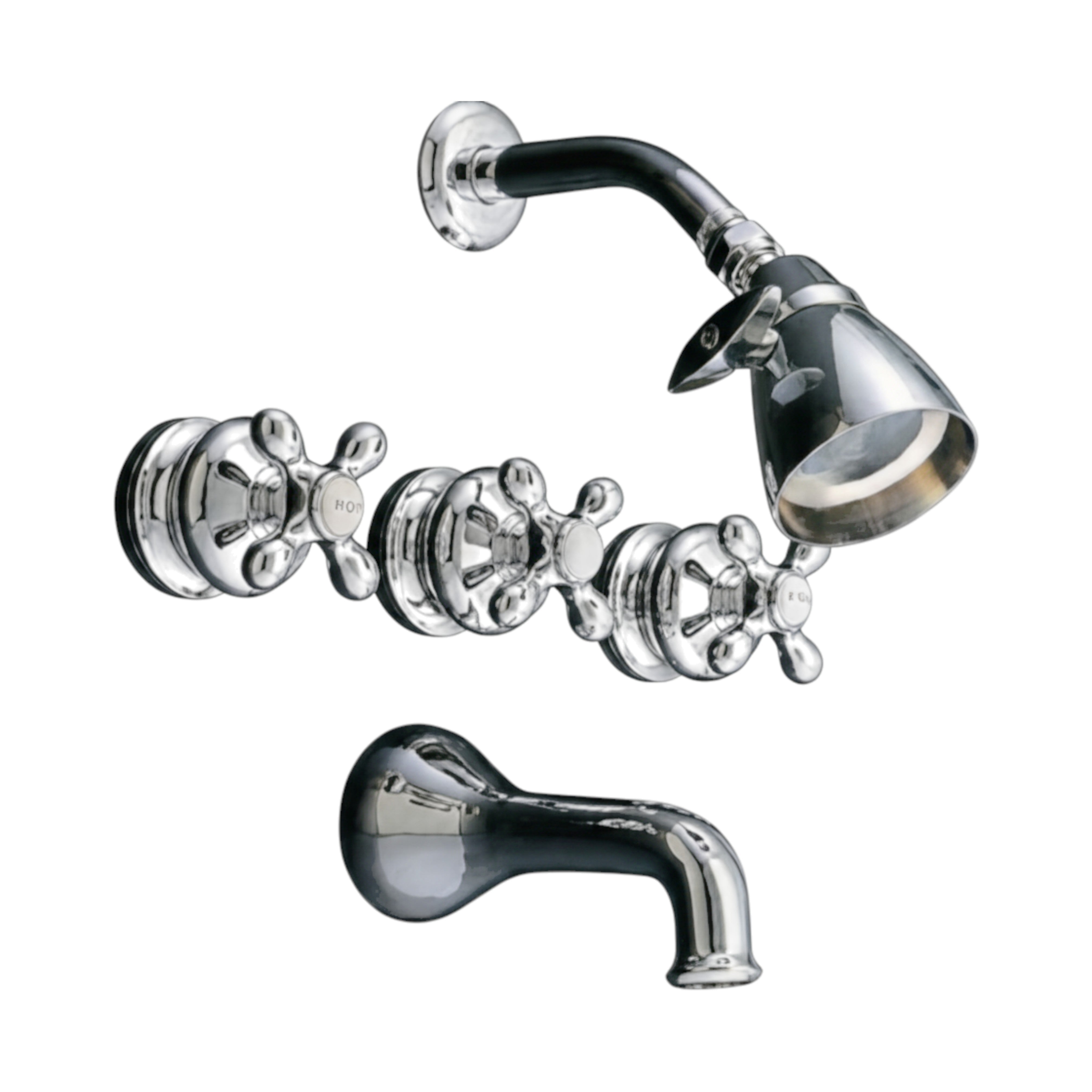Thames In-Wall Shower Set With Cross Handle, 9" Centers and 2.5" Shower Nipple P0381 | Strom Living