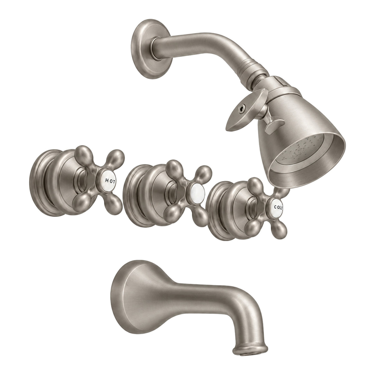 Thames In-Wall Tub & Shower Set P0381 in Matte Nickel
