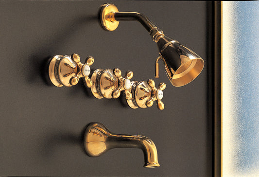 Strom Living Thames Wall Shower Set With Cross Handle, 9" Centers and 2.5" Shower Nipple