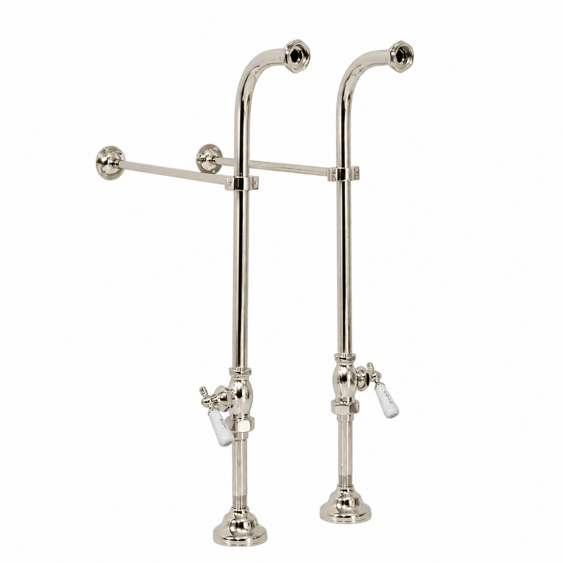 Free Standing Tub Supply Set with Shutoffs P0398 | Strom Living Polished Nickel - Plumbing Parts
