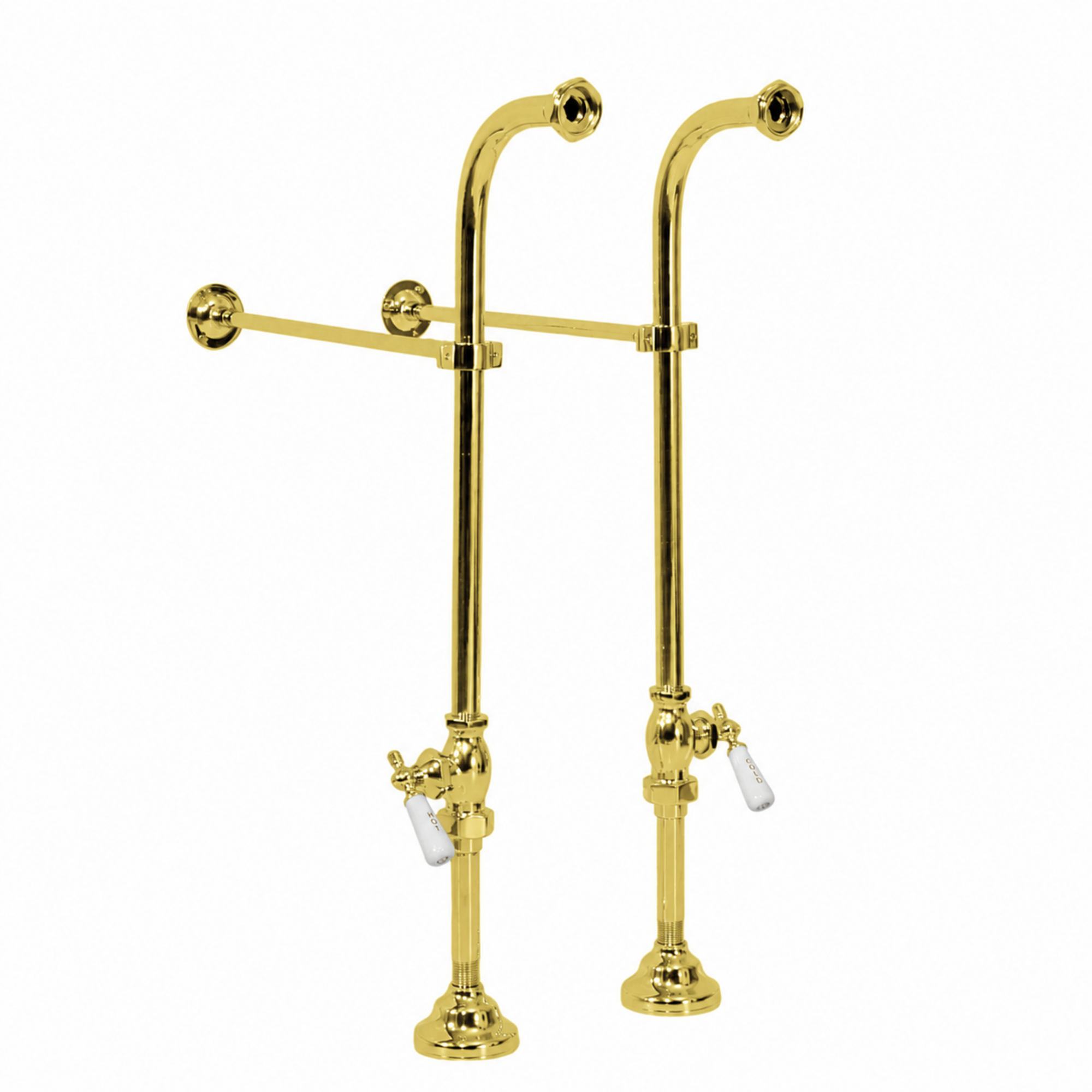 Free Standing Tub Supply Set with Shutoffs P0398 | Strom Living Polished Brass - Plumbing Parts