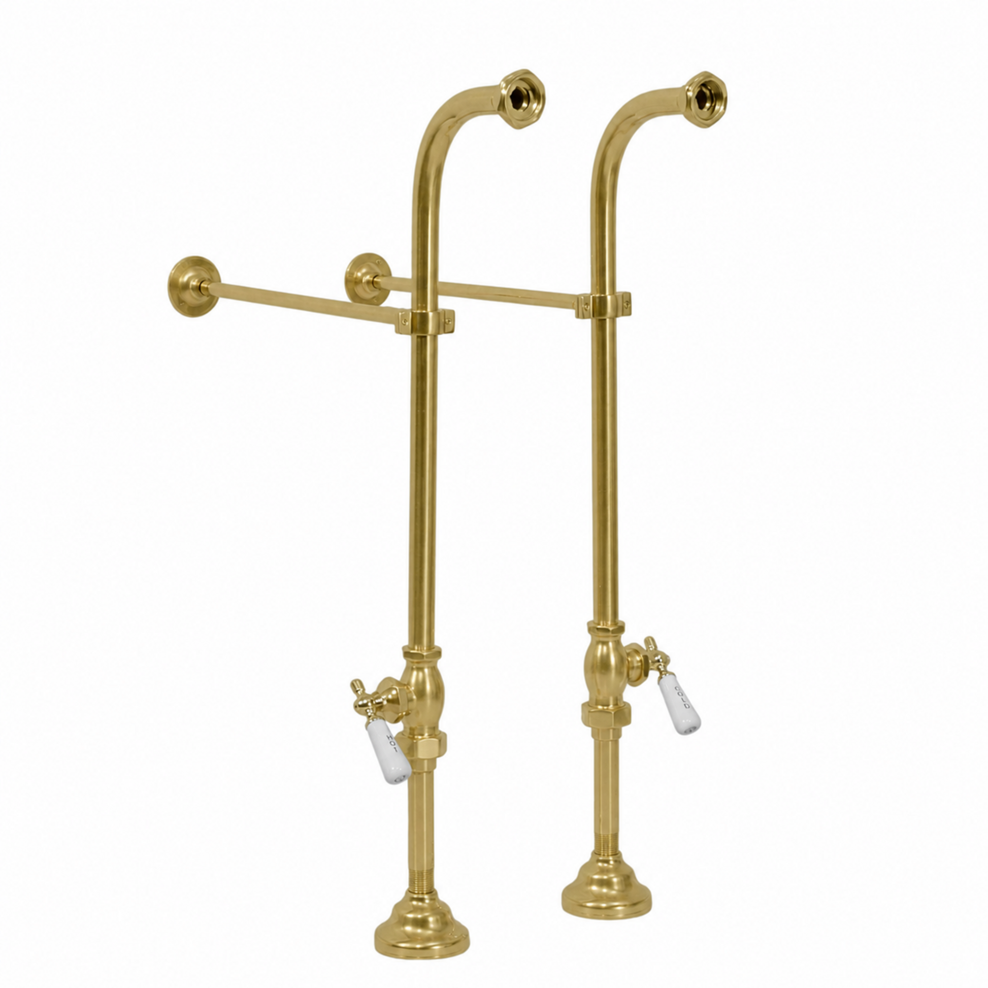 Free Standing Tub Supply Set with Shutoffs P0398 | Strom Living Raw Brass - Plumbing Parts