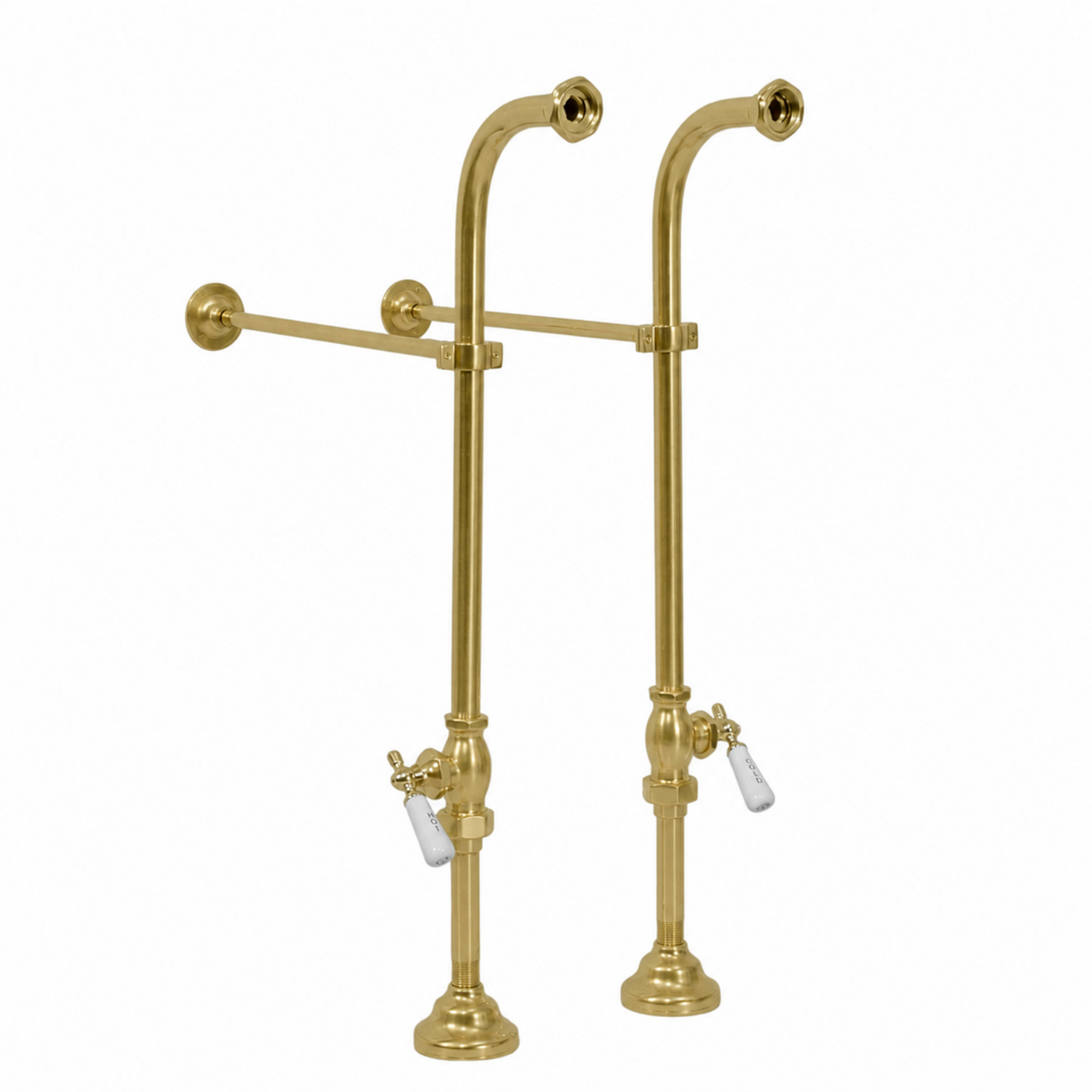 Free Standing Tub Supply Set with Shutoffs P0398 | Strom Living Raw Brass - Plumbing Parts