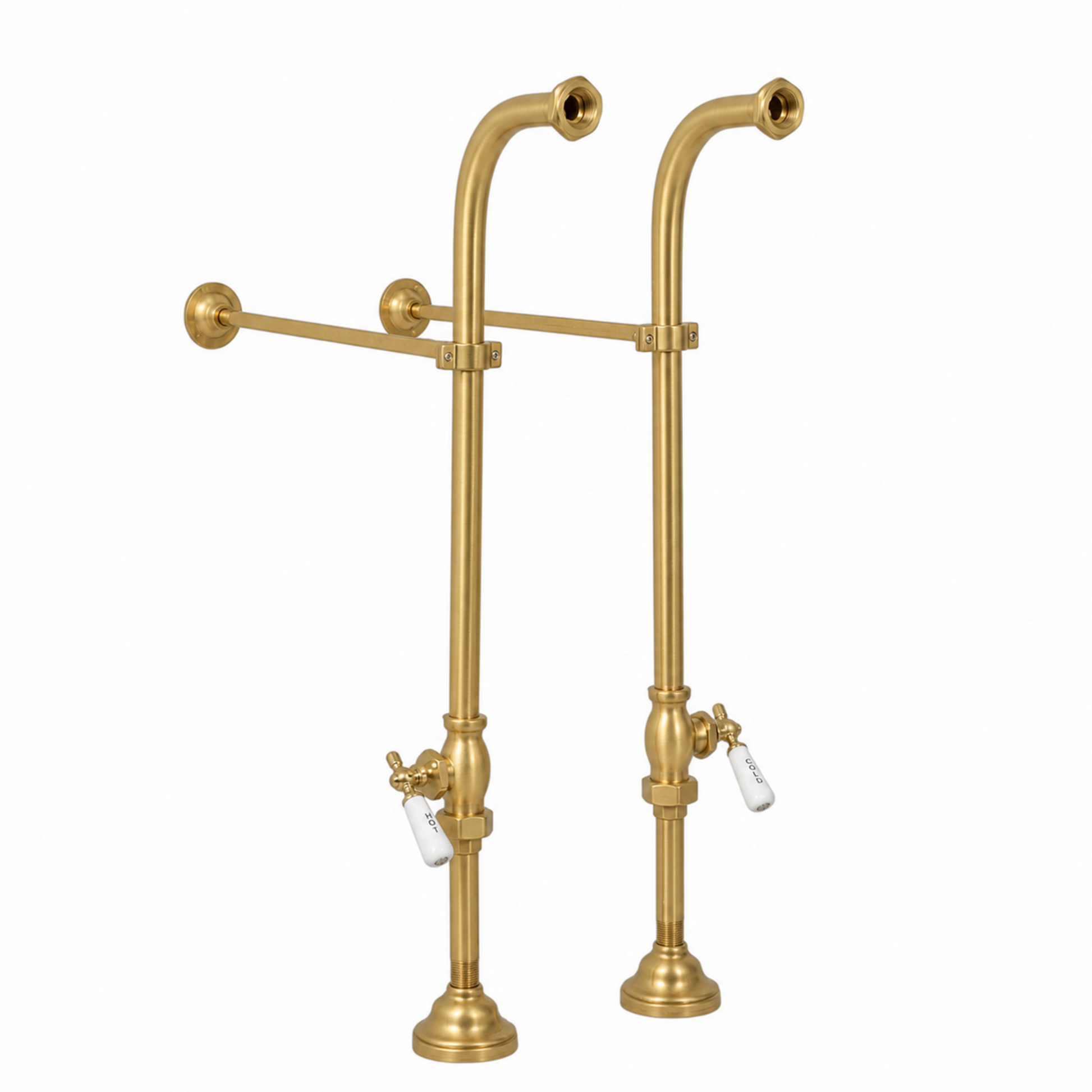 Free Standing Tub Supply Set with Shutoffs P0398 | Strom Living Satin Brass - Plumbing Parts