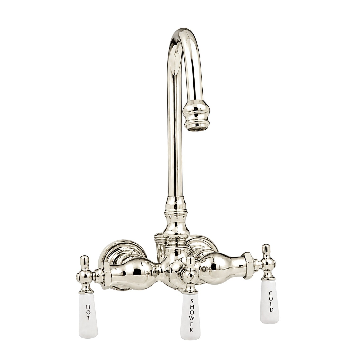 Tub Mount Gooseneck Diverter Faucet P0400 | Strom Living Polished Nickel - Tub Fillers