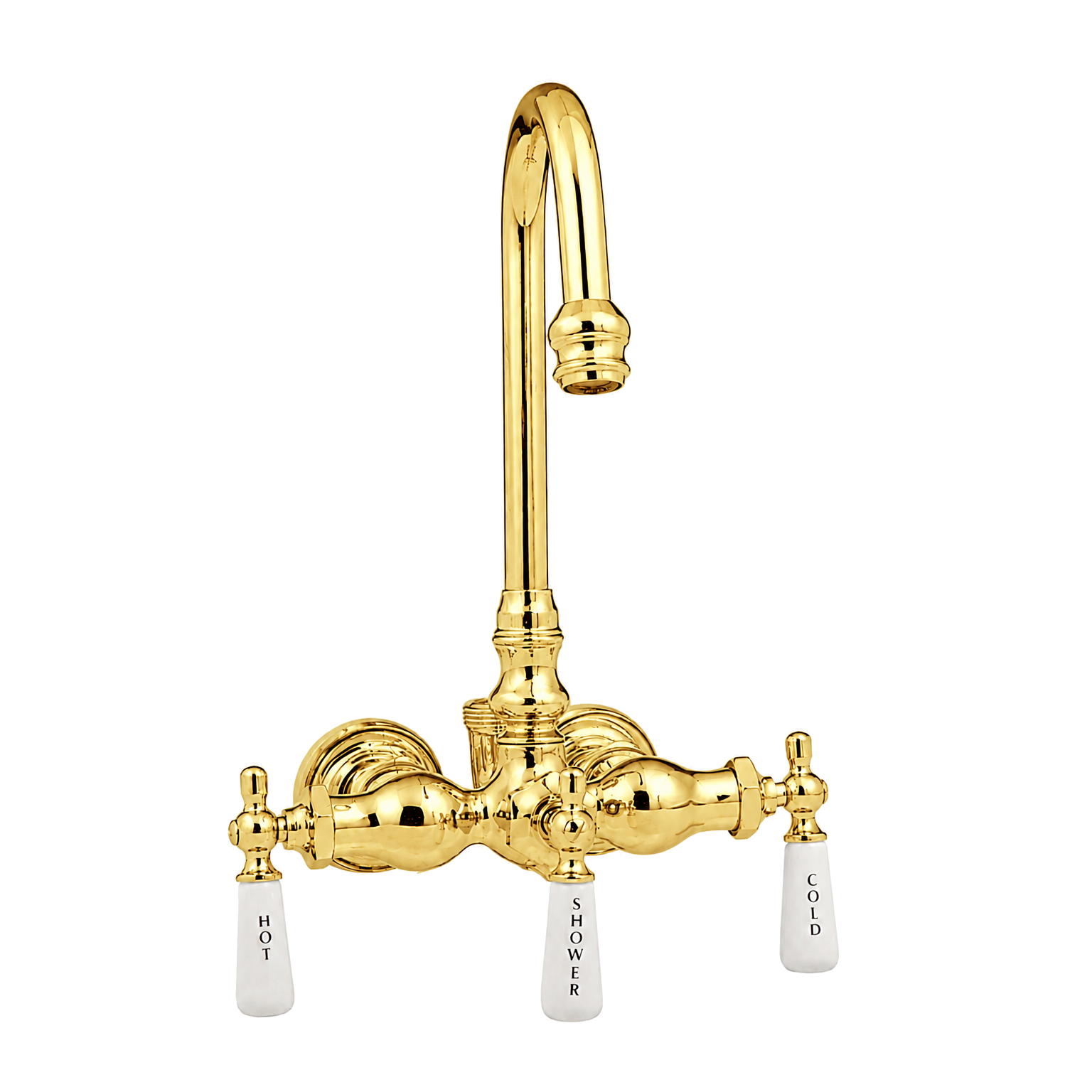 Tub Mount Gooseneck Diverter Faucet P0400 | Strom Living Polished Brass - Tub Fillers