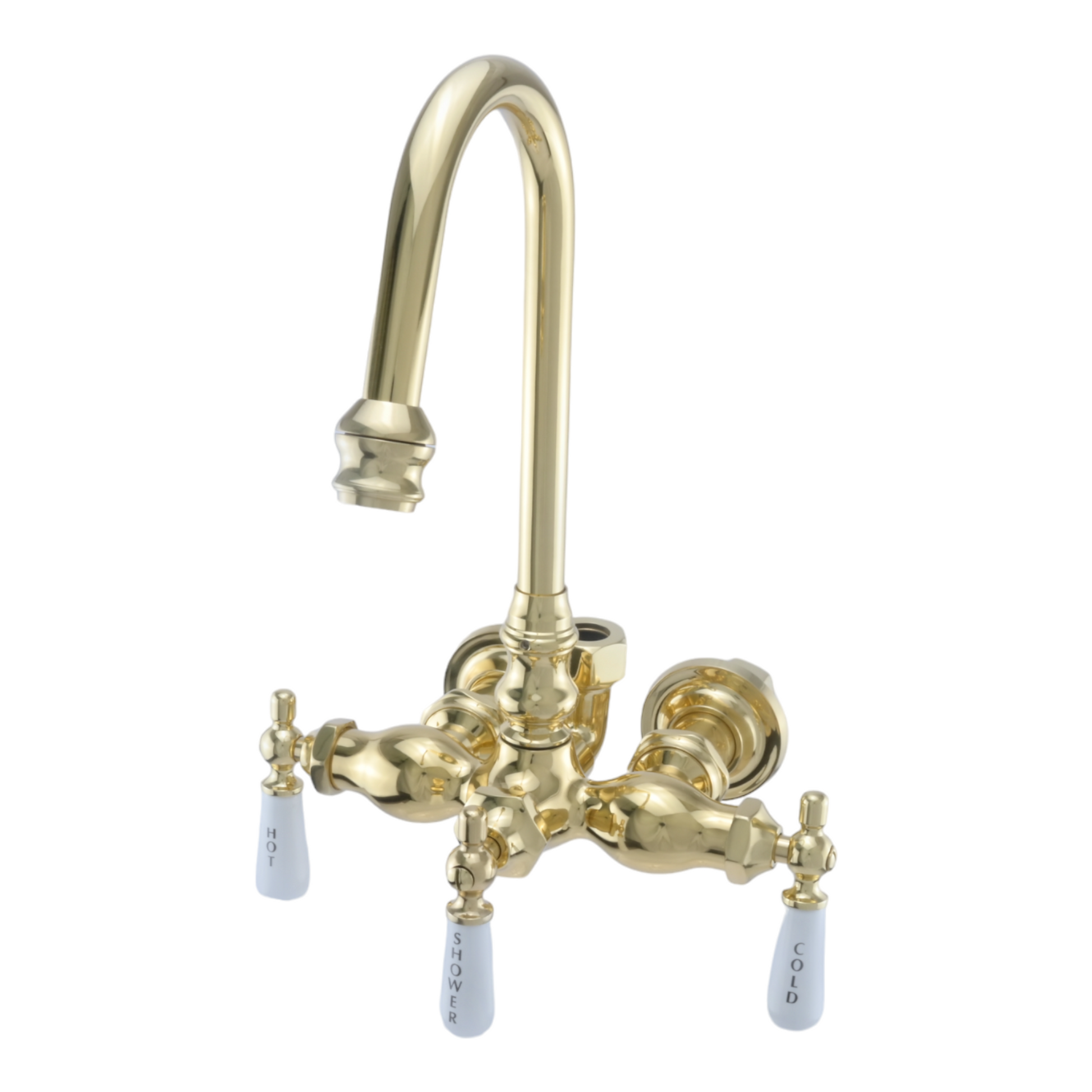 Tub Mount Gooseneck Diverter Faucet P0400 | Strom Living Supercoat Brass - Tub Fillers