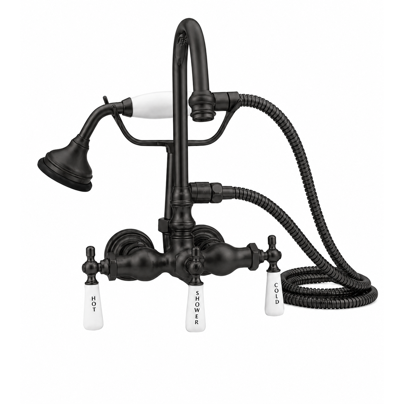 Tub Mount Gooseneck Faucet with Handheld P0402 | Strom Living Satin Black - Tub Fillers