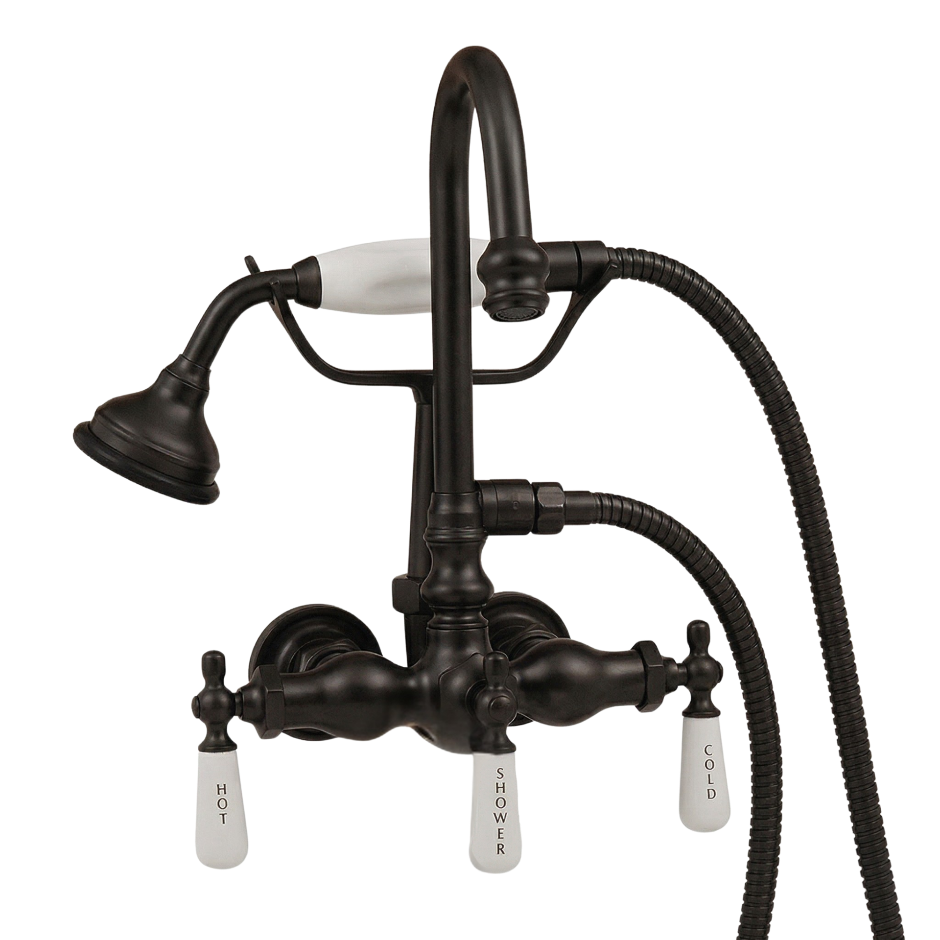 Tub Mount Gooseneck Faucet with Handheld P0402 | Strom Living Satin Black - Tub Fillers