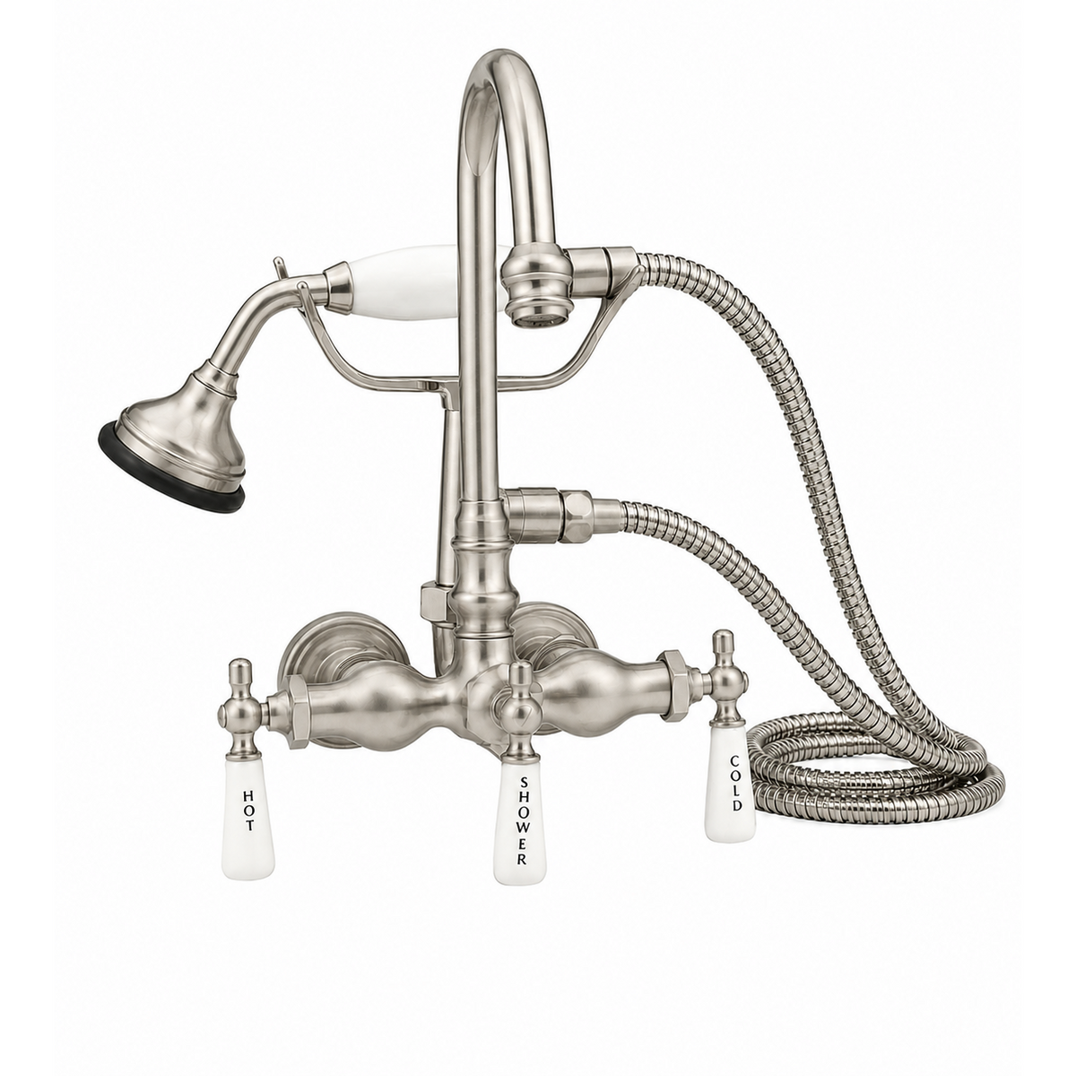Tub Mount Gooseneck Faucet with Handheld P0402 | Strom Living Matte Nickel - Tub Fillers