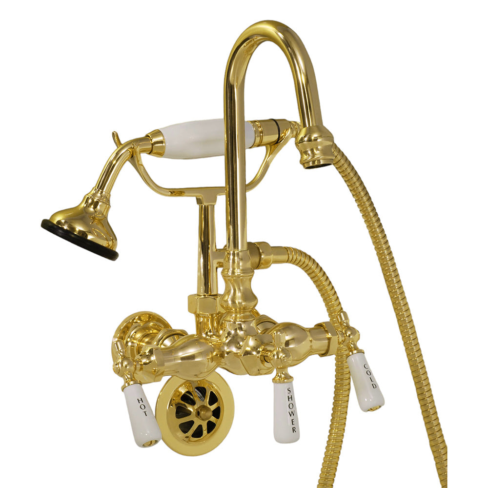 Tub Faucet with Handheld Shower and Diverter Handle and Gooseneck Spout P0402 | Strom Living