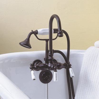 Strom Living Tub Faucet with Handheld Shower and Diverter Handle and Gooseneck Spout