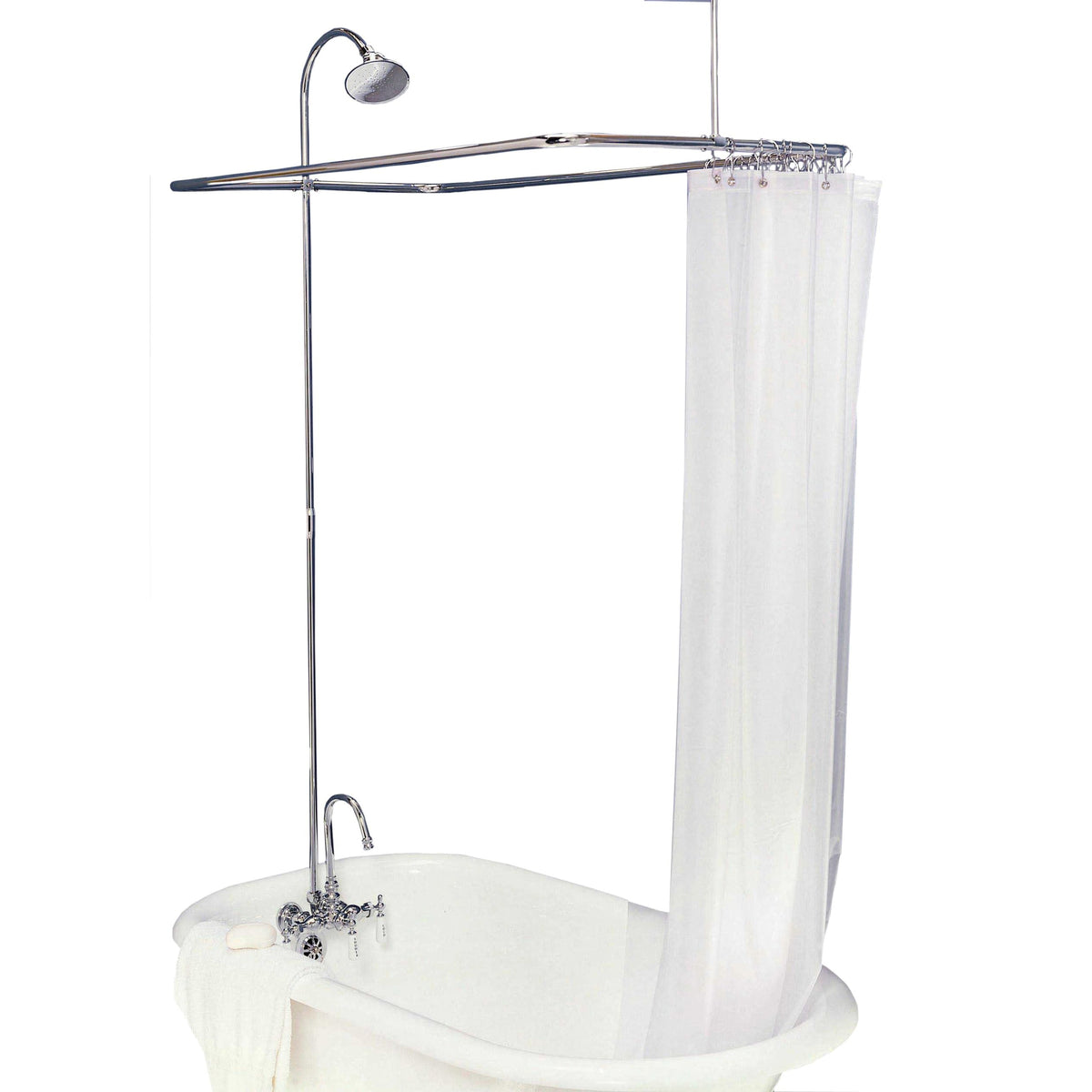 Clawfoot Tub Enclosure Shower System P0403 in Chrome