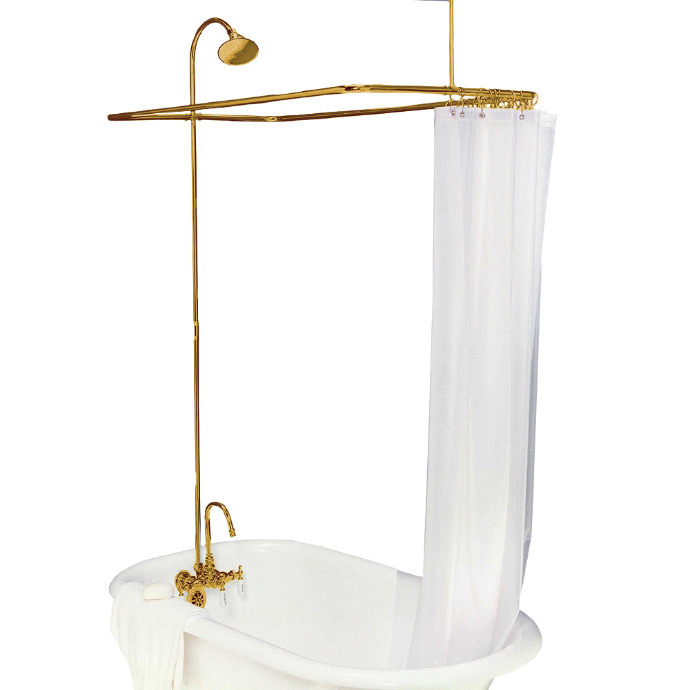 Clawfoot Tub Enclosure Shower System P0403 | Strom Living Polished Brass 4" OD) Enclosure - Showers