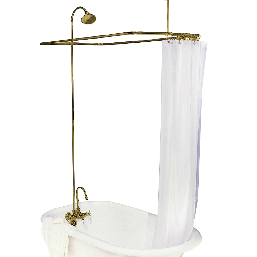 Clawfoot Tub Enclosure Shower System P0403 | Strom Living Supercoat Brass 4" OD) Enclosure - Showers