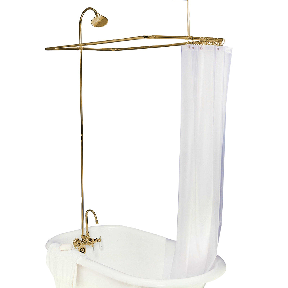 Clawfoot Tub Enclosure Shower System P0403 | Strom Living Satin Brass 4" OD) Enclosure - Showers