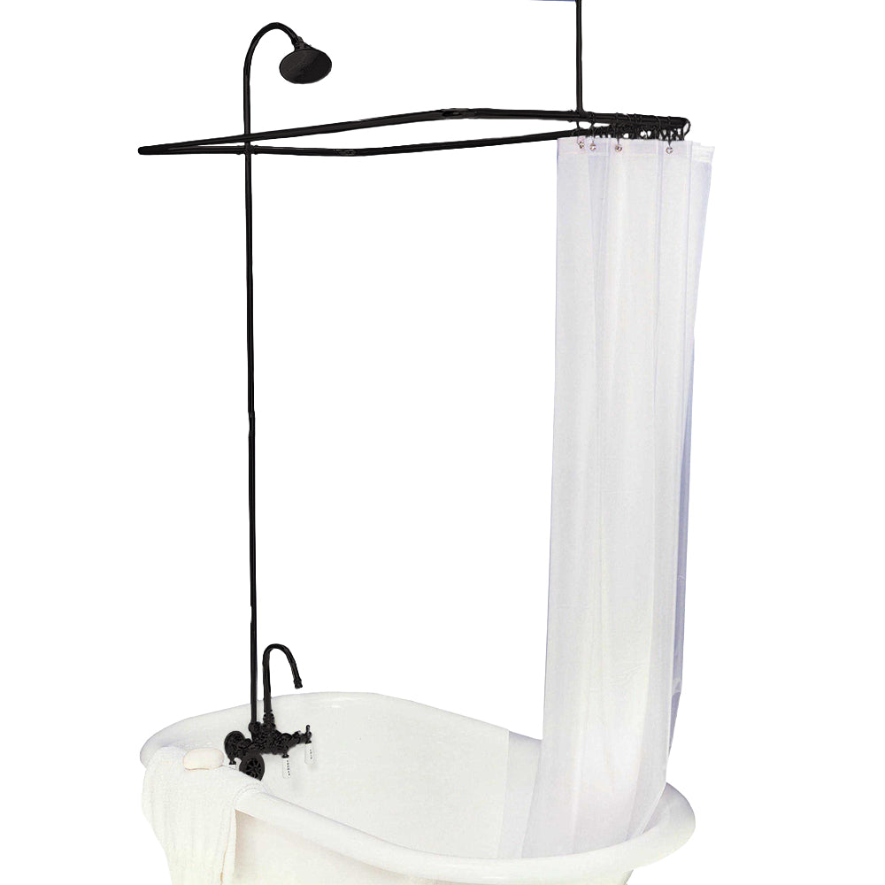 Tub Mount Gooseneck Enclosure Shower Set with 1.75 GPM & 57" x 31" Extended Version Shower Riser Shower Head P0403 | Strom Living
