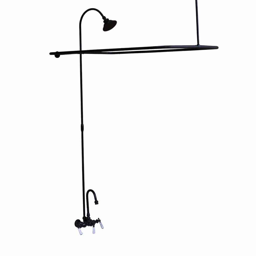 Tub Mount Gooseneck Enclosure Shower Set with 1.75 GPM & 57" x 31" Extended Version Shower Riser Shower Head P0403 | Strom Living