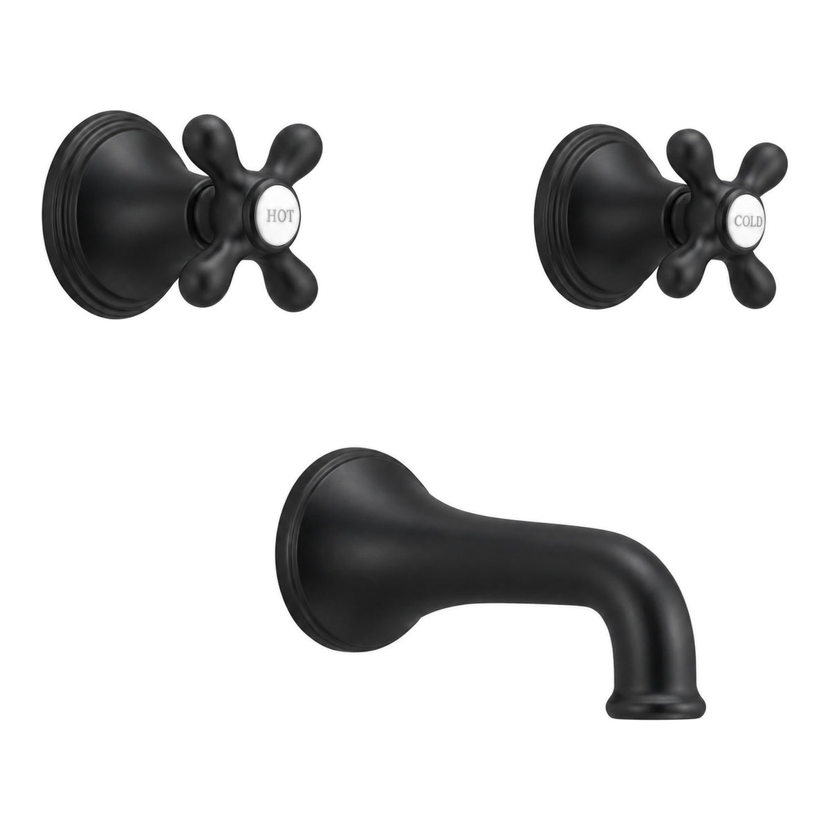 St. Lawrence In-Wall Tub Filler Set Cross Handles P0406 in Oil Rubbed Bronze / Satin Black