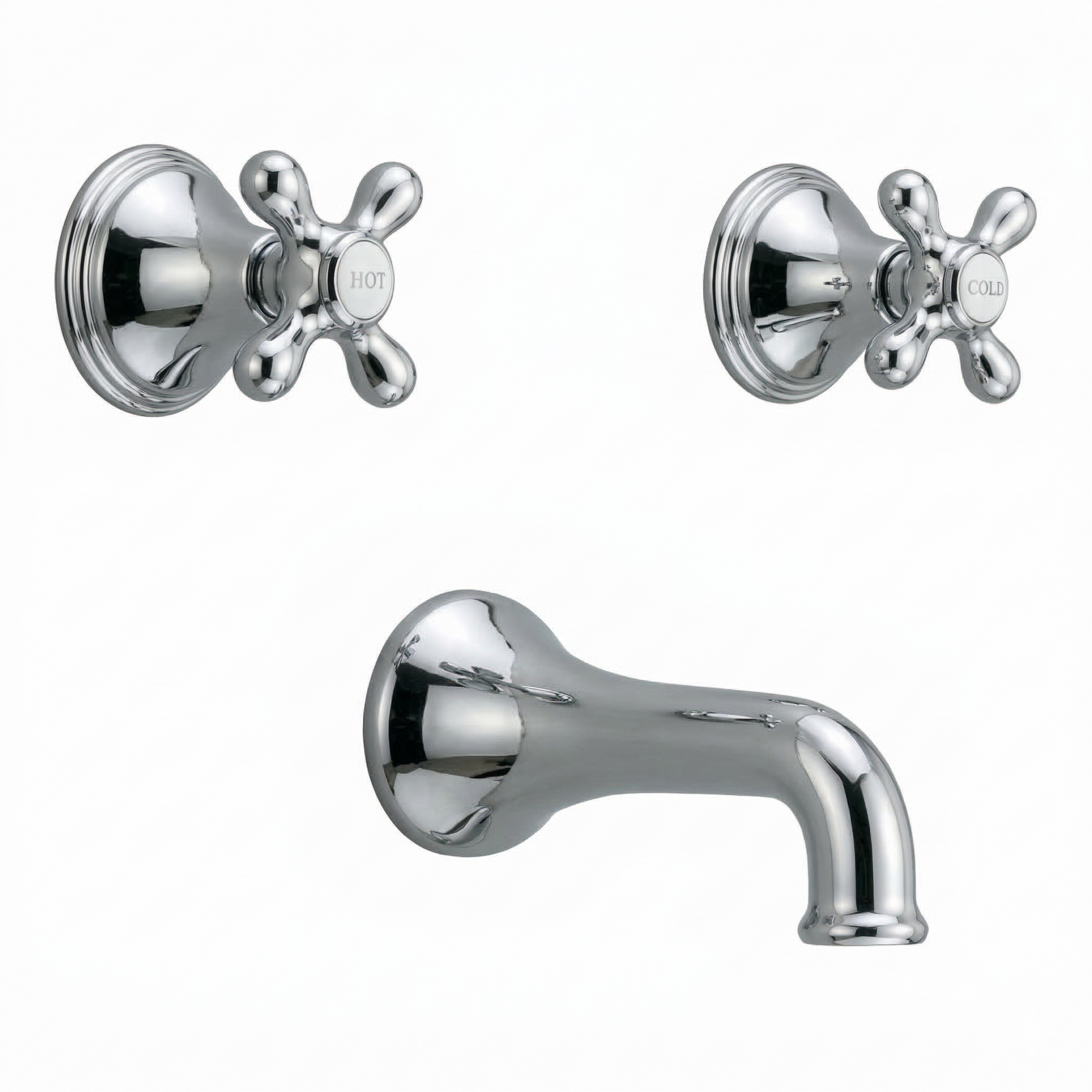 St. Lawrence In-Wall Tub Filler Set Cross Handles P0406 | Strom Living Chrome - Showers