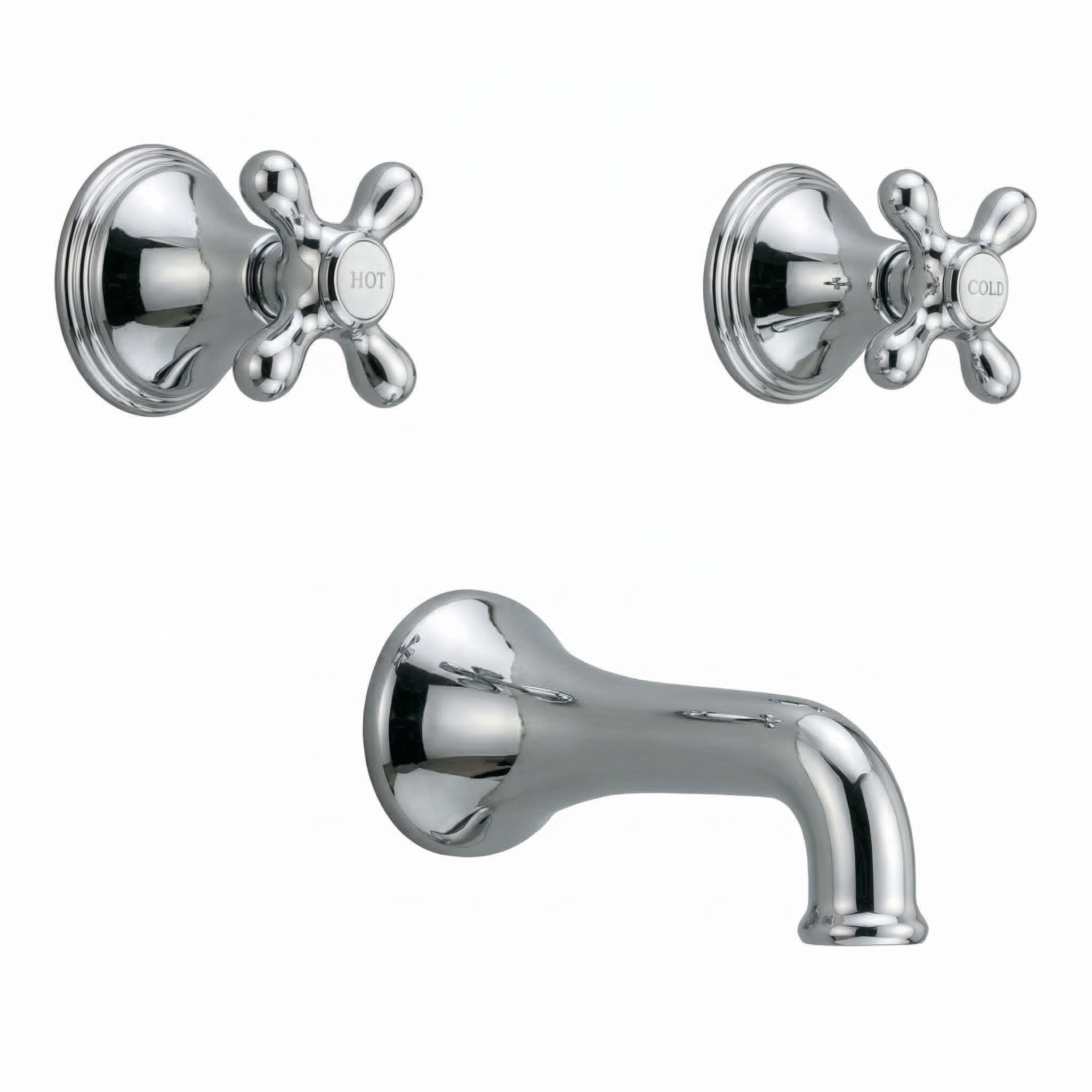 St. Lawrence In-Wall Tub Filler Set Cross Handles P0406 | Strom Living Chrome - Showers