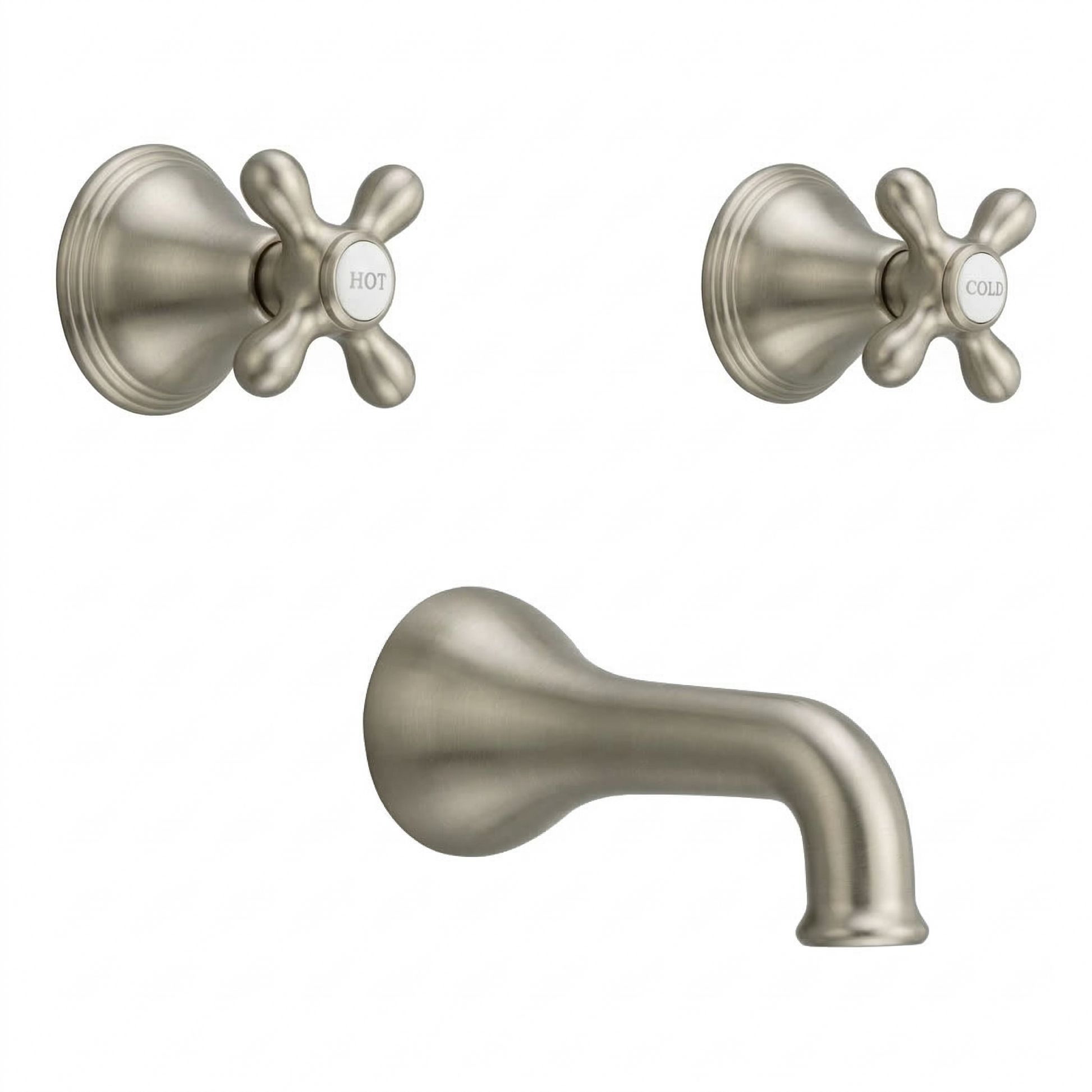 St. Lawrence In-Wall Tub Filler Set Cross Handles P0406 | Strom Living Matte Nickel - Showers
