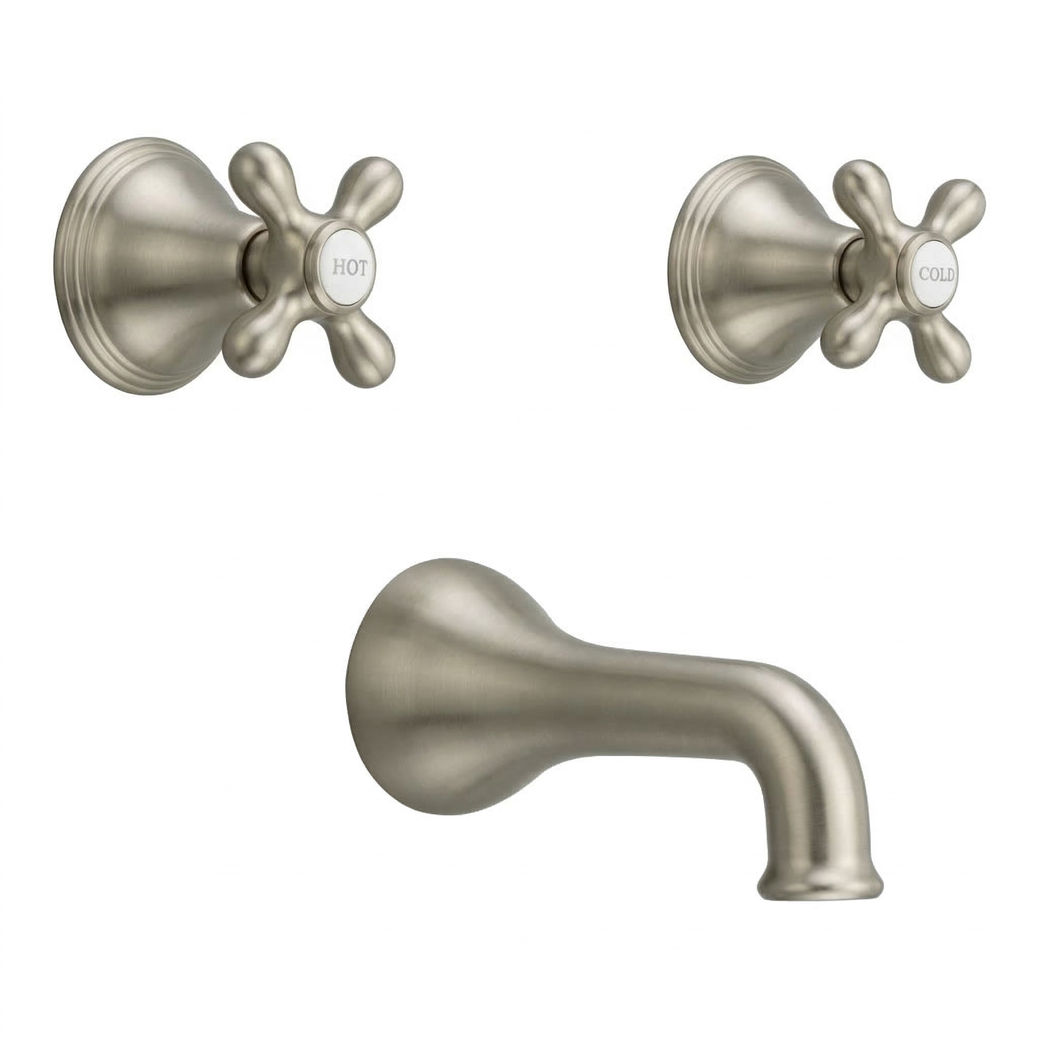 St. Lawrence In-Wall Tub Filler Set Cross Handles P0406 | Strom Living Matte Nickel - Showers