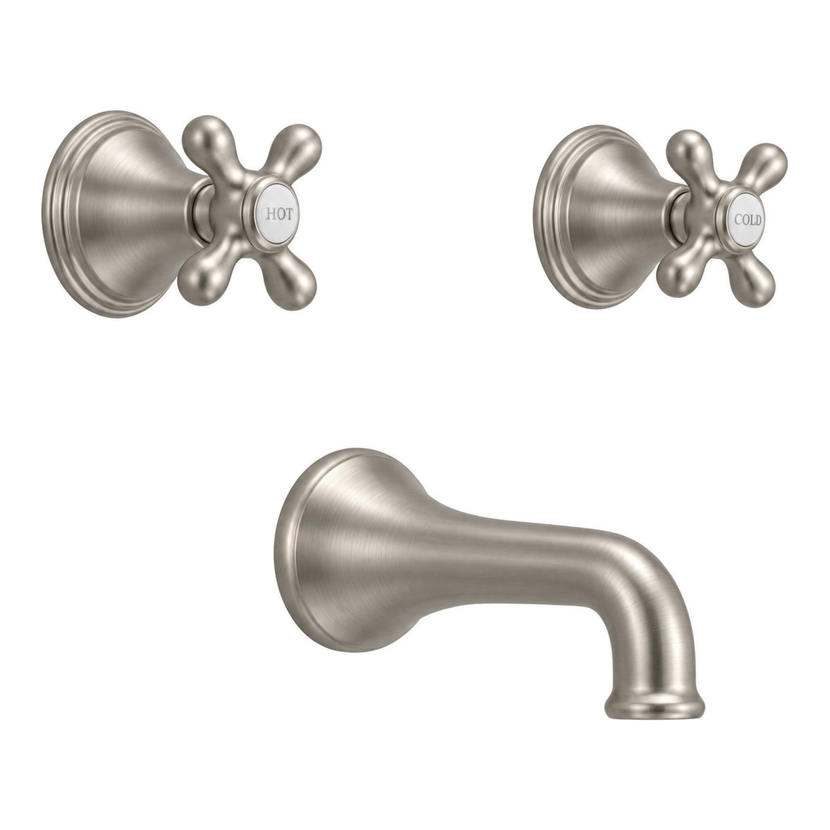 St. Lawrence In-Wall Tub Filler Set Cross Handles P0406 in Matte Nickel