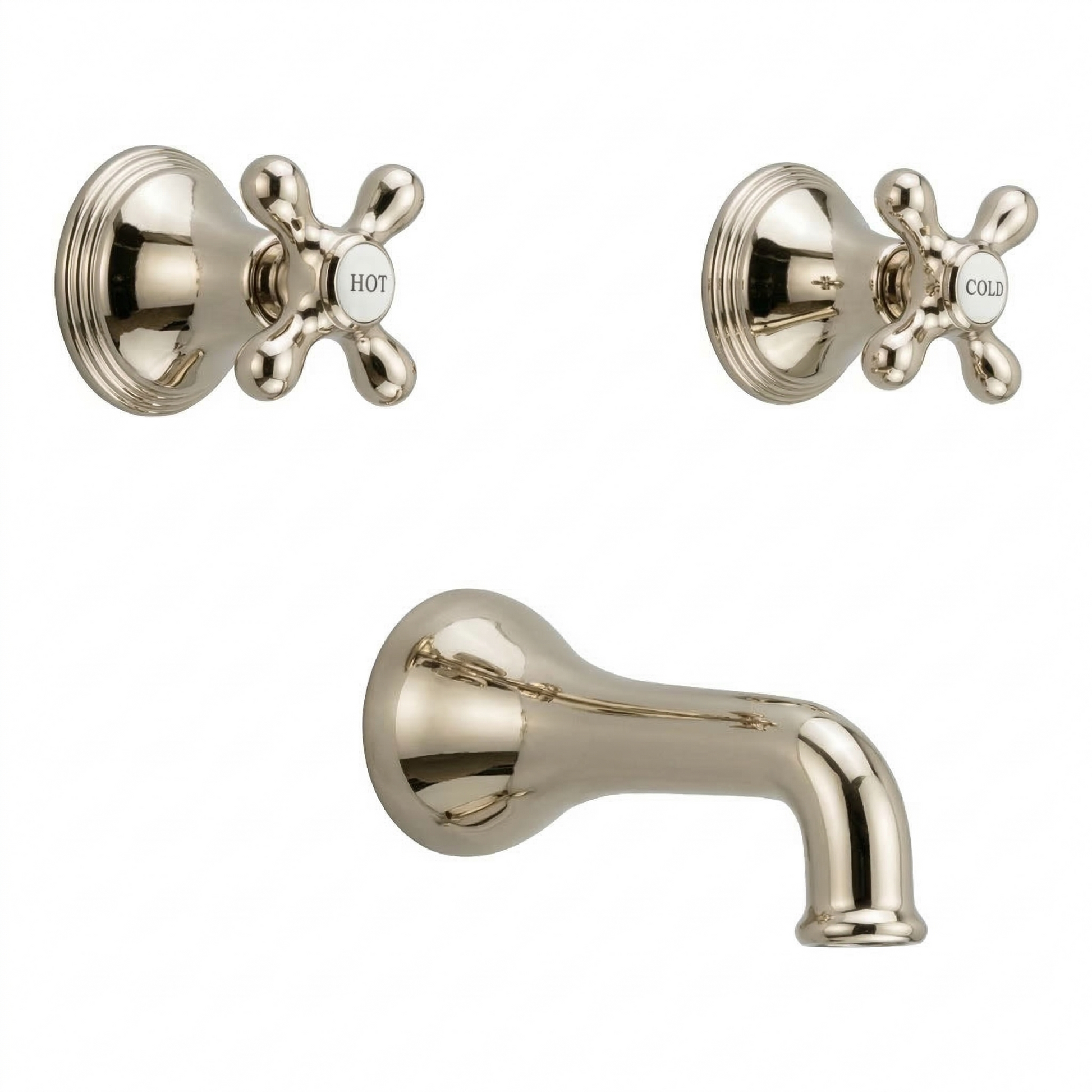 St. Lawrence In-Wall Tub Filler Set Cross Handles P0406 | Strom Living Polished Nickel - Showers