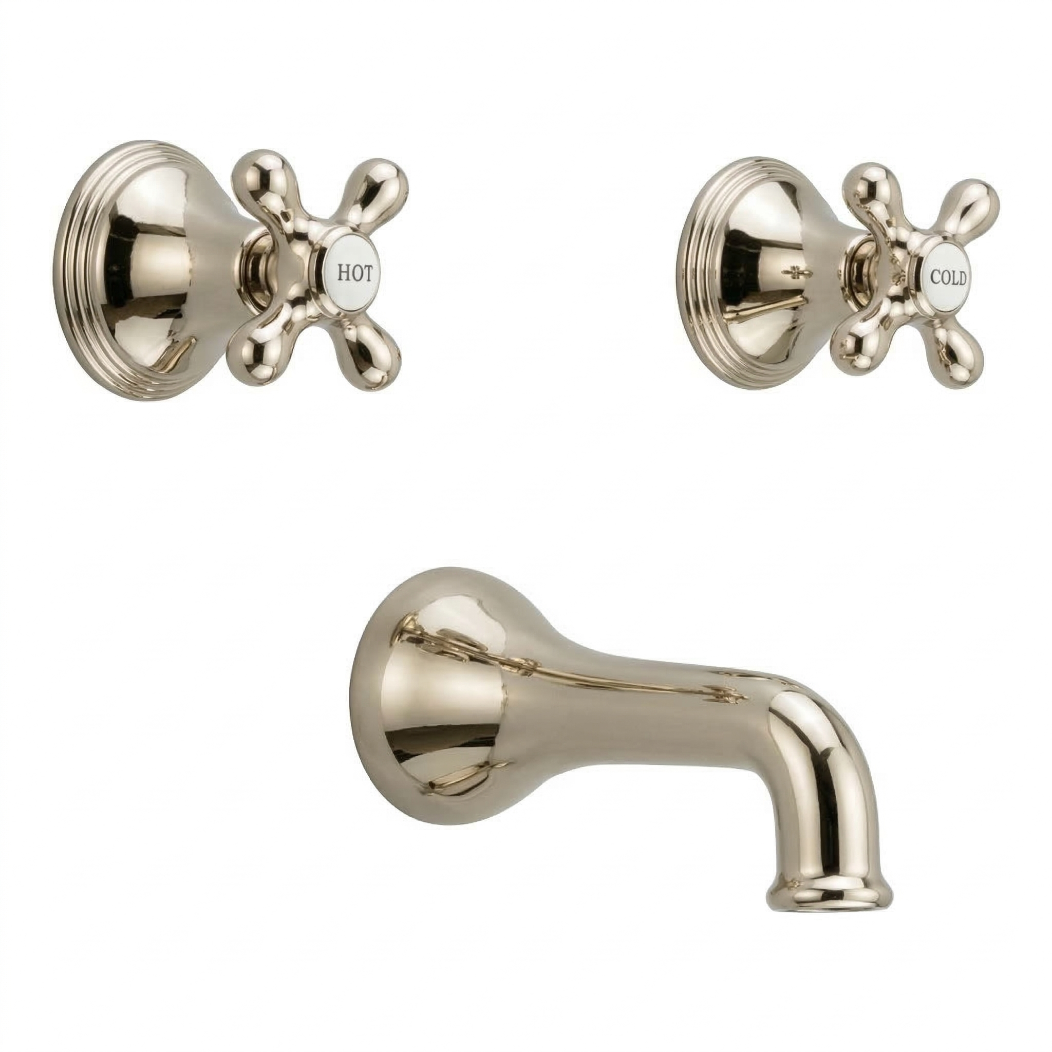 St. Lawrence In-Wall Tub Filler Set Cross Handles P0406 | Strom Living Polished Nickel - Showers